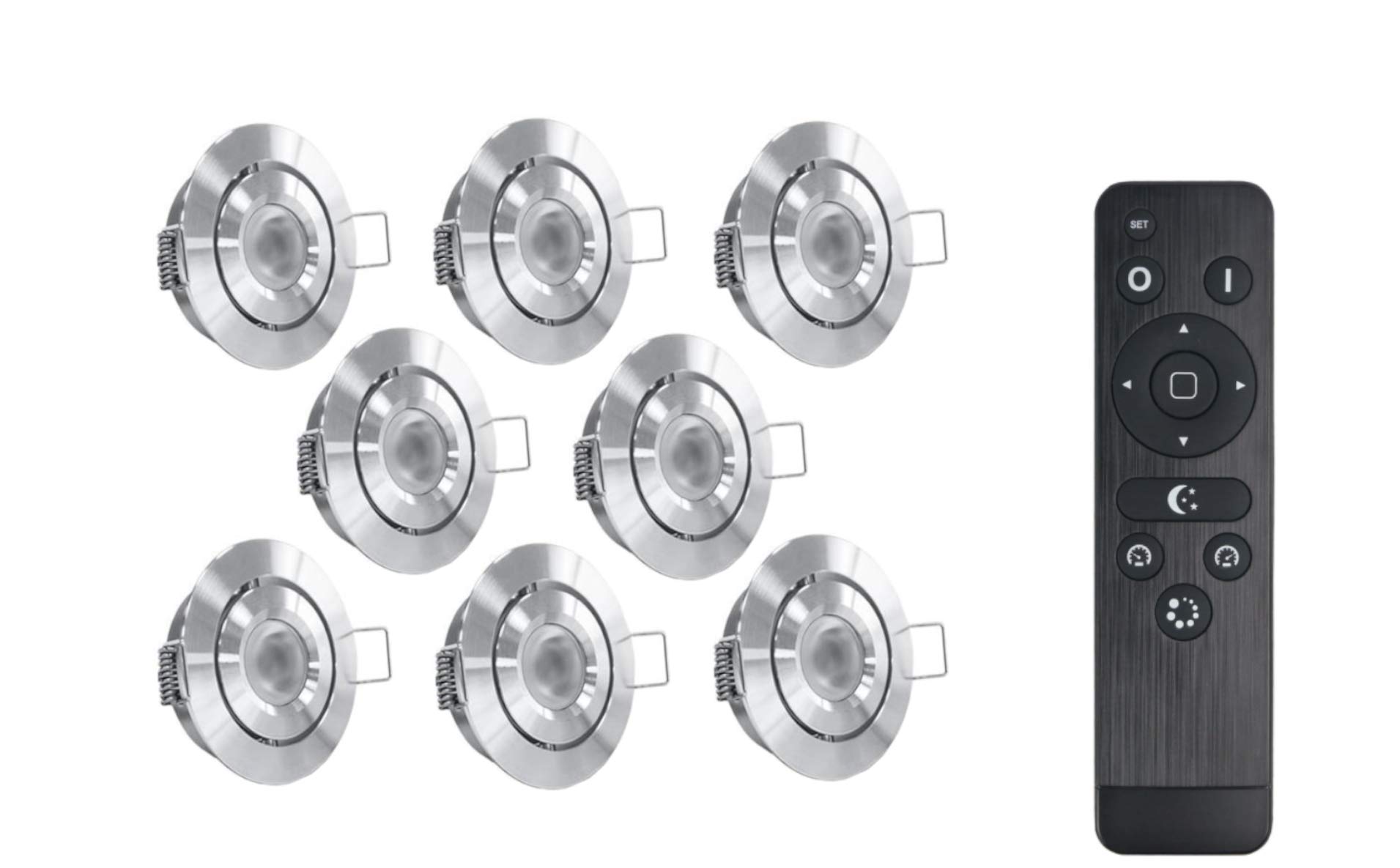 3W LED Einbaustrahler - SCHWENKBAR - IP44 Schutz, 3000K Warmweiß, Dimmbar, Flache Einbauleuchten für Innen- und Außen (8er-Set)