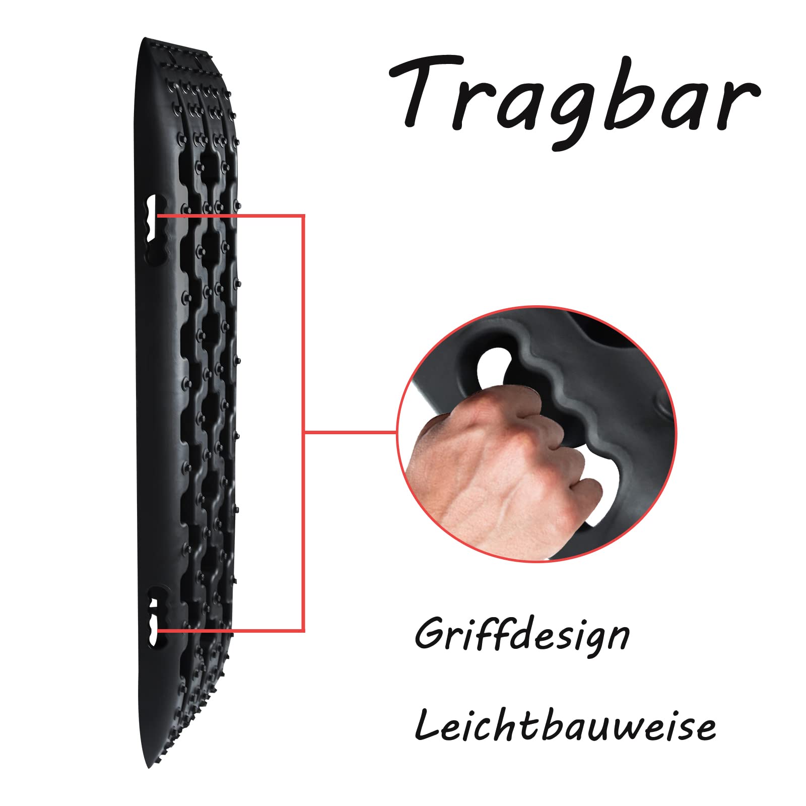 LILIIN 2X Sandbleche Anfahrhilfe Wohnmobil Recovery Board Offroad Traktionshilfe Traktionsmatte Gripmatte Anfahrhilfe Hilft Reifen Schlamm Sand Schnee Reifenleiter für Geländewagen LKW PKW, Schwarz
