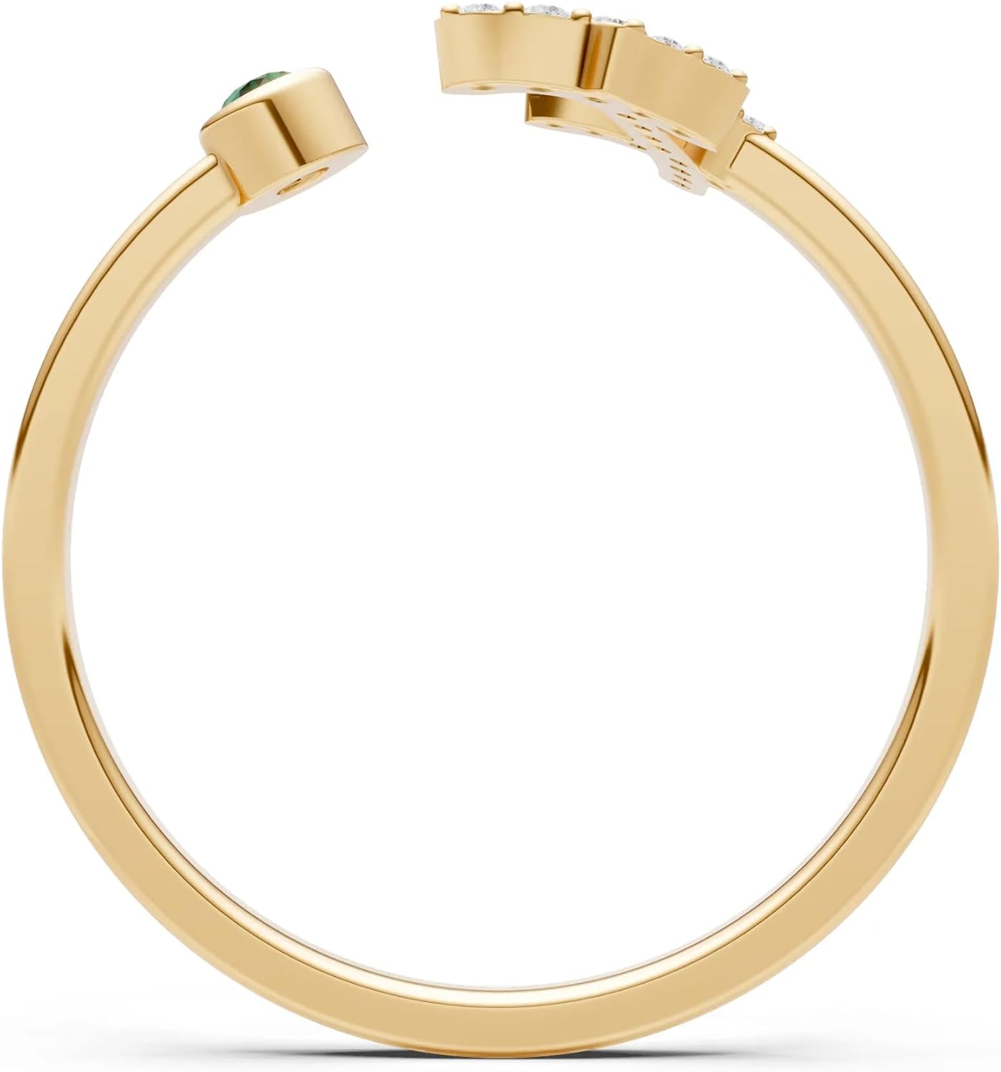 PEORA Round Cut Emerald Band Available in Solid 10K, 14K or 18K Ring – White, Yellow or Rose Gold