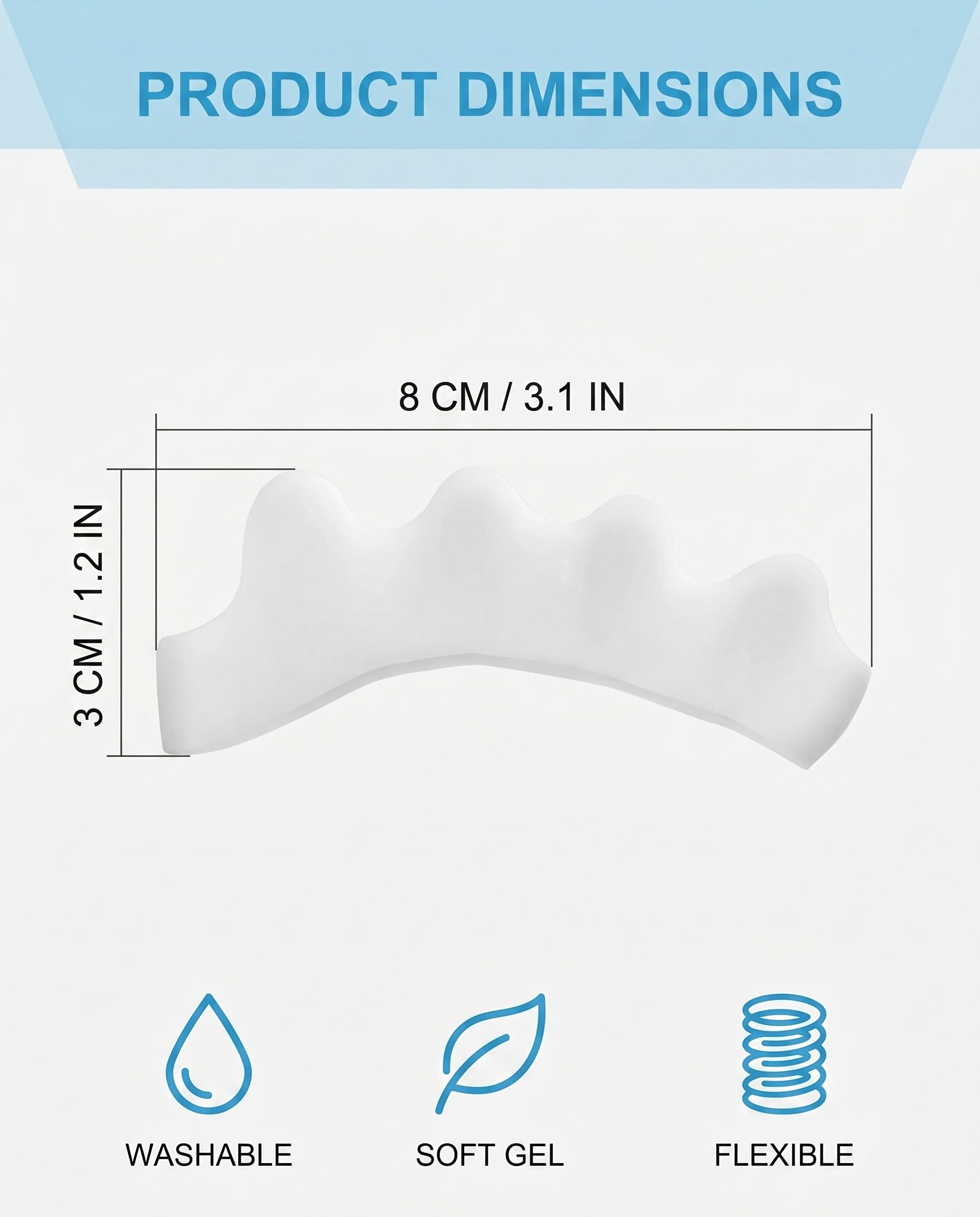Separatore Dita Piede, 4 Pezzi Distanziatori in Silicone Premium per Alluce Valgo, Dita a Martello e Borsiti