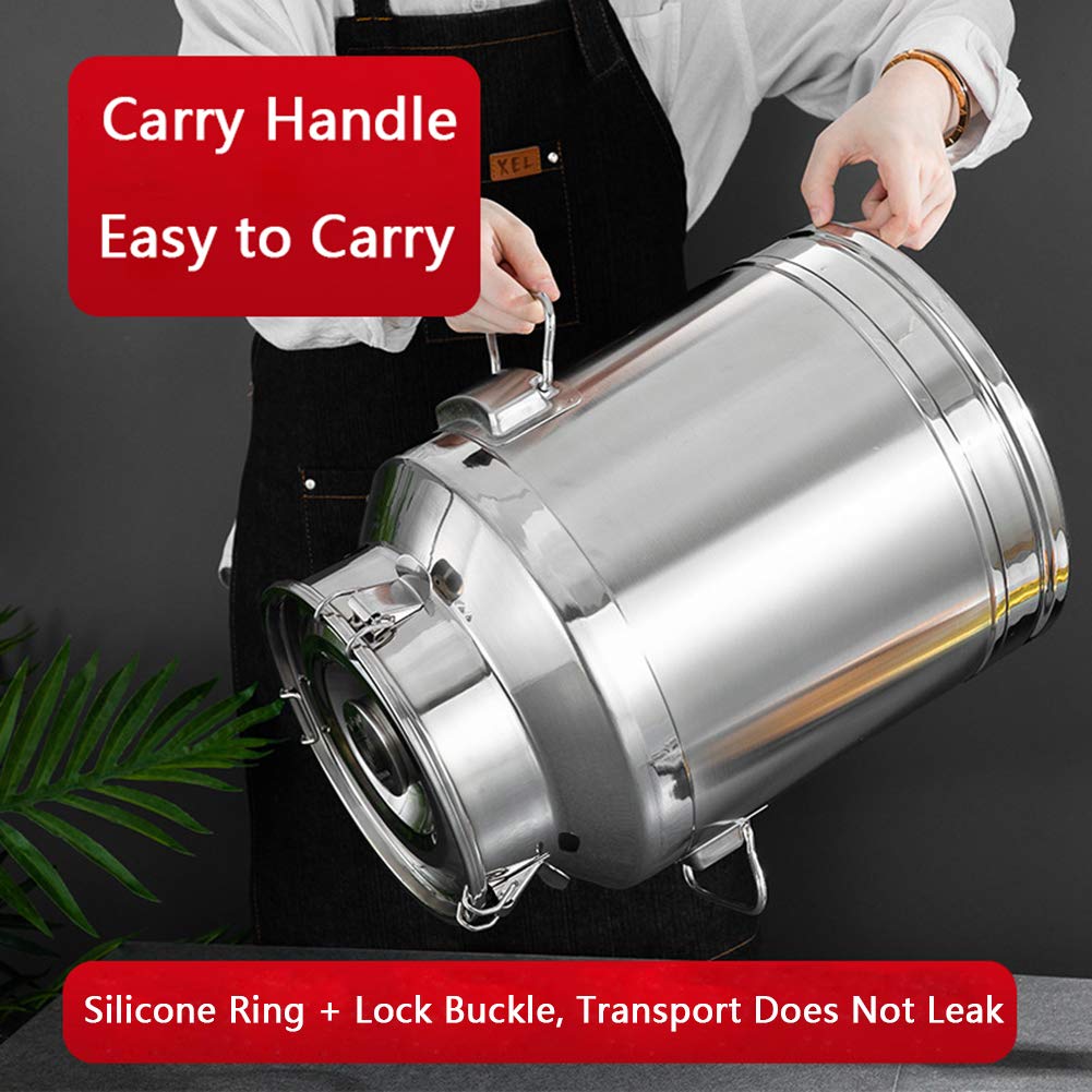 Cubo hermético de acero inoxidable 64L para vino, contenedor de transporte resistente con tapa, almacenamiento multifuncional para bebidas y alimentos