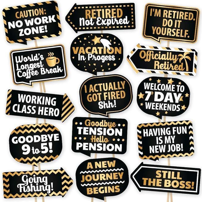Retirement Photo Booth Props for Retirement Party and Decorations (Multicolour, 15 Pieces)