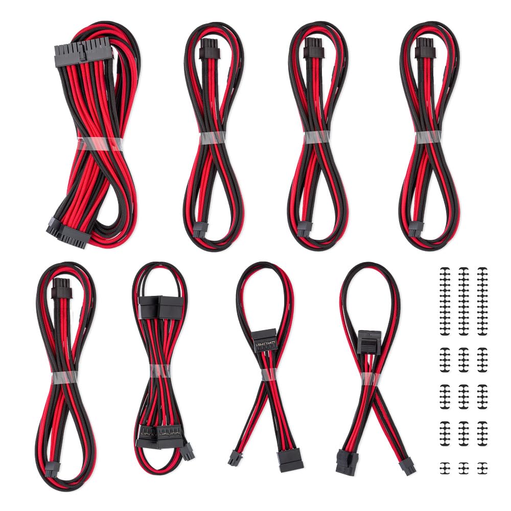 CableMod C-Series Classic ModFlex Sleeved Cable Kit for Corsair Type 5 RMX Shift (Black + Red)