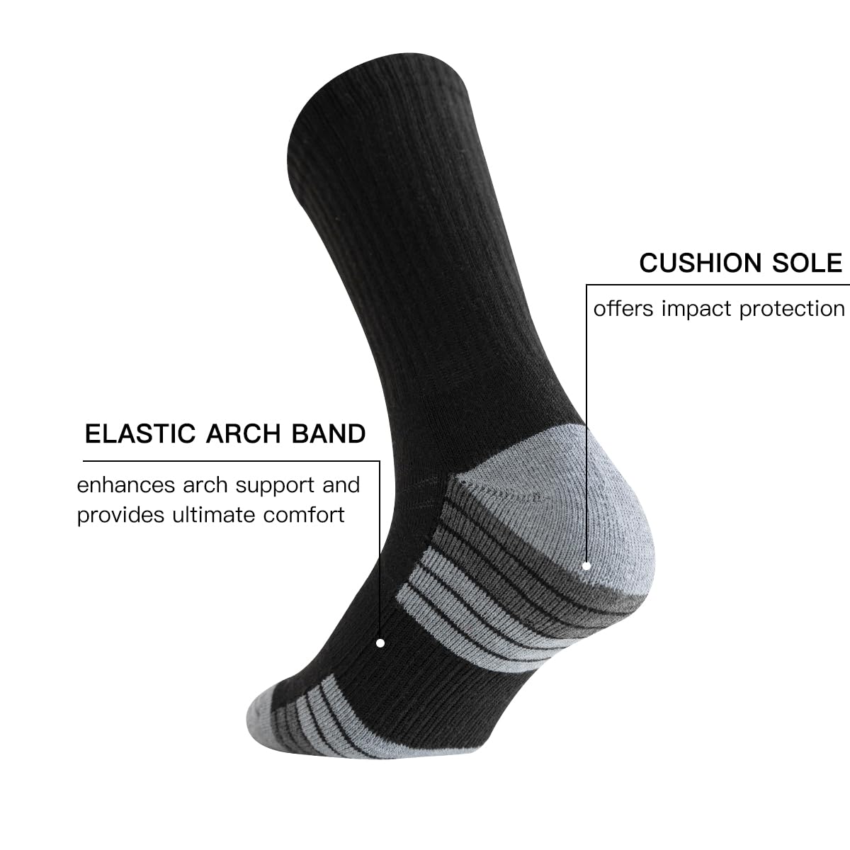 JOYNÉE 8 Paar dicke gepolsterte Sportsocken für Herren, atmungsaktiv, feuchtigkeitsableitend, Arbeitssocken für Herren, Größe 43-47