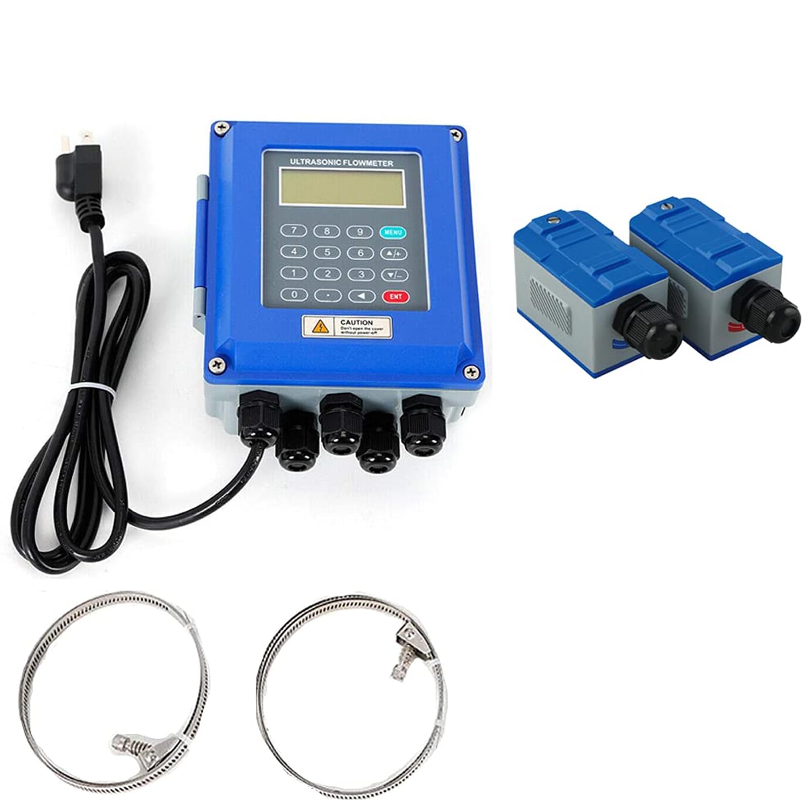LYJIANGXIN Ultrasonic Flow Meter, Tuf-2000b Liquid Water Flow Control Meter Flowmeter Counter Lcd Display With Tm-1, Ts-2, Tl-1 Clamp-On Transducers, Bidirectional Flow Measurement