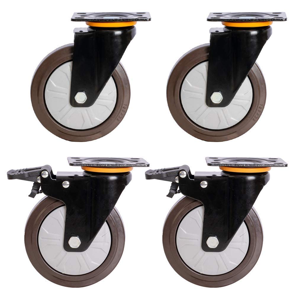 Roulettes pivotantes en caoutchouc 3" 4" 5" avec frein pour meuble