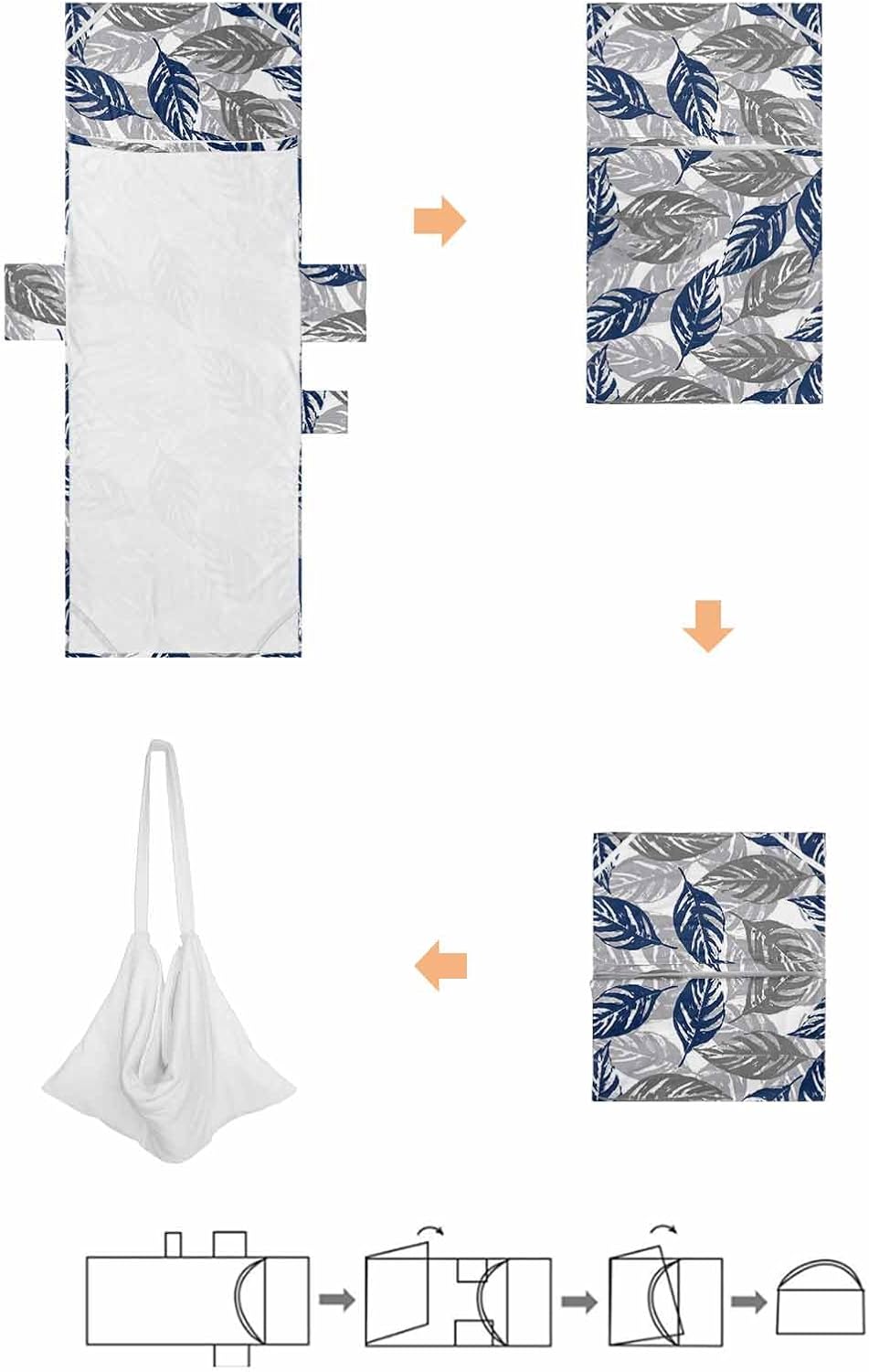 Navy Blue Grey Beach Pool Patio Lounge Chaise Chair Cover Towel With Pockets,Absorbent & Quick Dry Microfiber Towel Cover Bag Summer Accessories for Sunbathing Leaves Abstract Minimalist Leaf