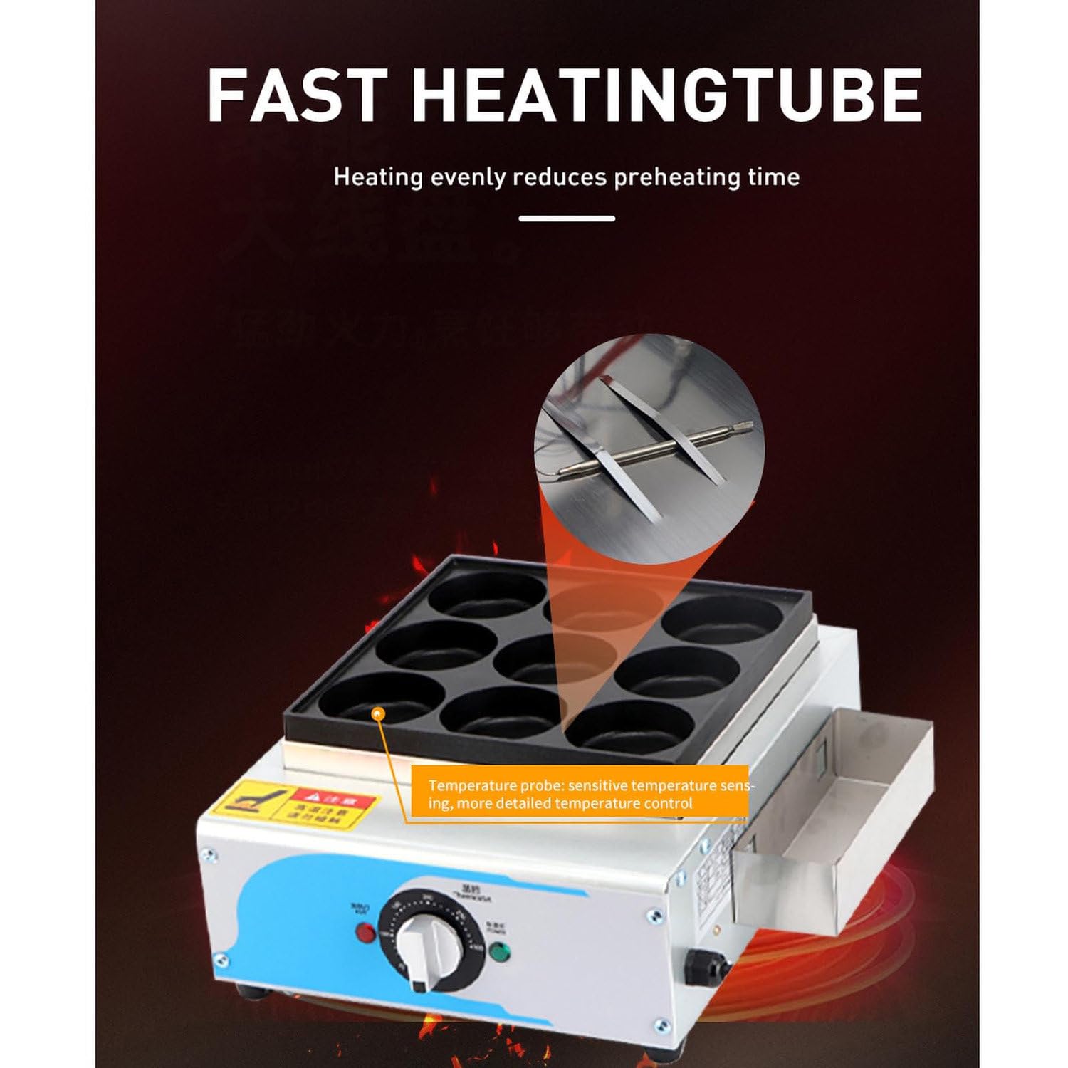 Máquina Eléctrica Comercial De Hamburguesas De Huevo,Máquina De Hamburguesas De Huevo A La Plancha,9/18,Control De Temperatura 50-300 ℃ Calentamiento Rápido,para Cafeterías Panadería,9