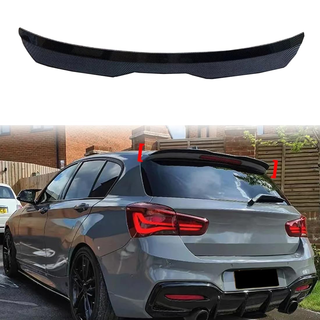 PEJLHK Car Rear Roof Spoiler for BMW 1 Series F20 F21 2012-2020,Hatchback Spoiler,ABS Rear Trunk Spoiler,Glossy Black/Carbon Fiber Look,Carbon fiber Look
