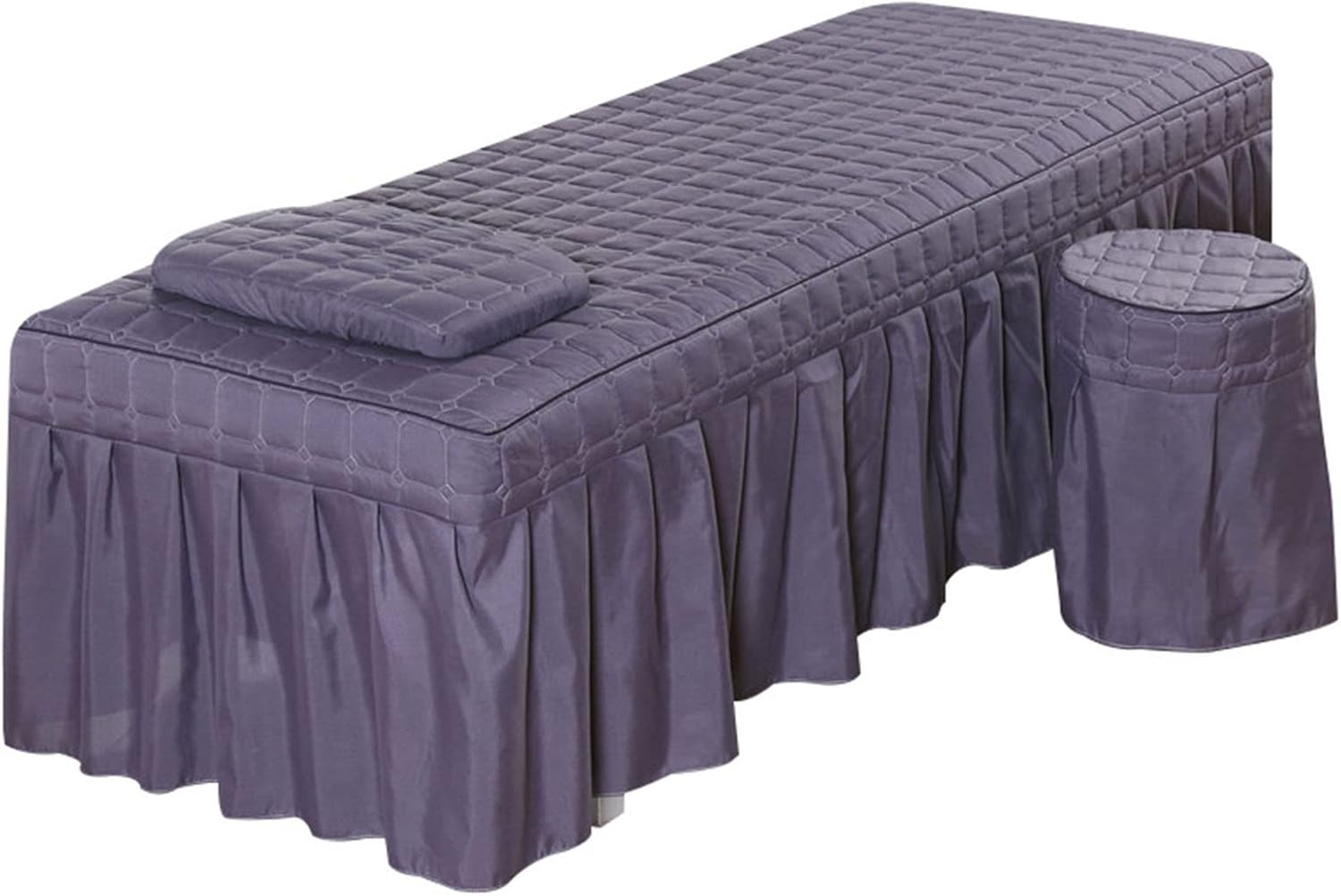 Massage Table Sheet Sets,Bed Skirt Valance Sheet with Face Breath,Solid Color Salon Spa Massage Bed Cover Pillow Case Stool Cover