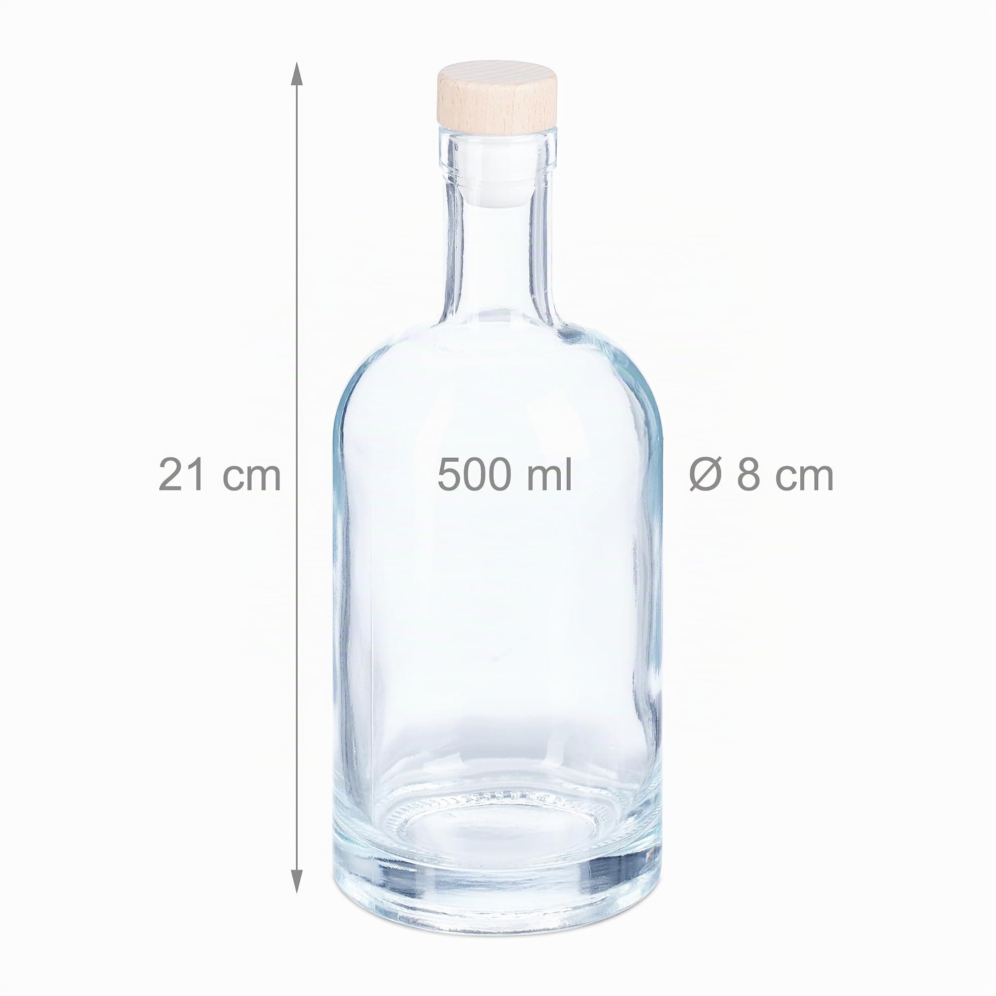 Relaxdays Set Huile et vinaigre, Bouteille en Lot de 12, Volume de Chaque : 500 ML, Bouchon Aspect Bois, Transparent