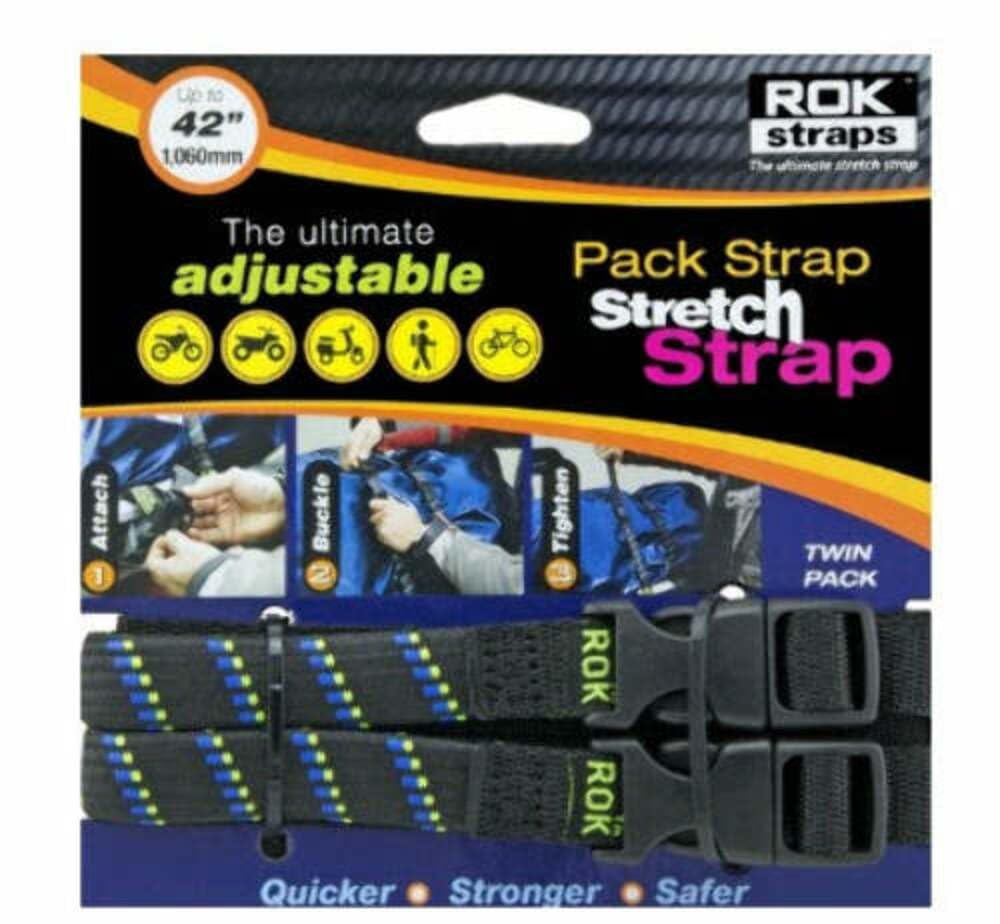 ROK Straps 12'-42' Adjustable Pack Strap -2Pk MotoPLaid Black-Blue-Green