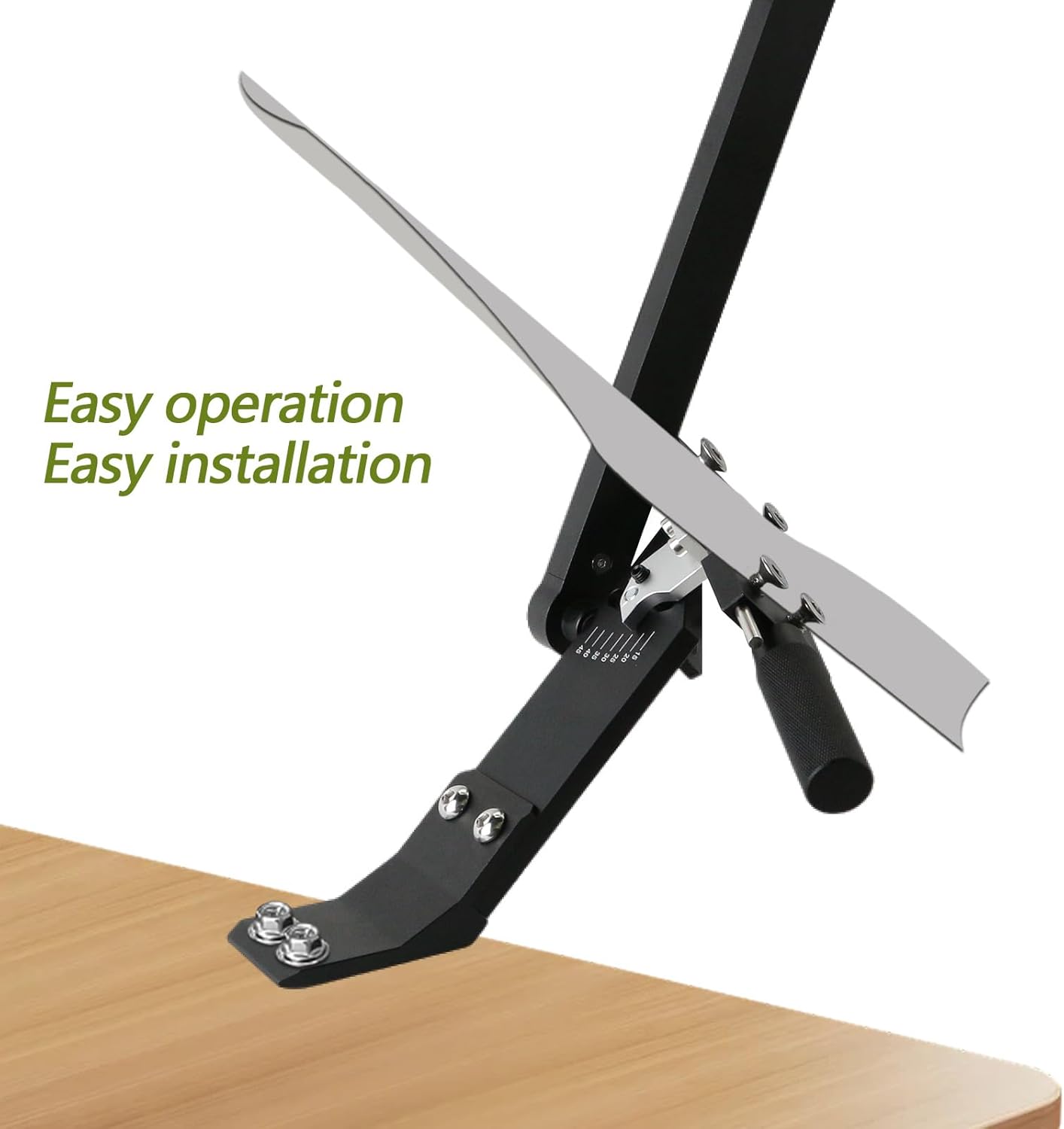 Adjustable Lawn Mower Blade Sharpener Tool – Universal Fit for Most Blades, Durable All-Metal Structure, DIY Blade Sharpening Jig for Home Garage Maintenance (Obsidian Black)