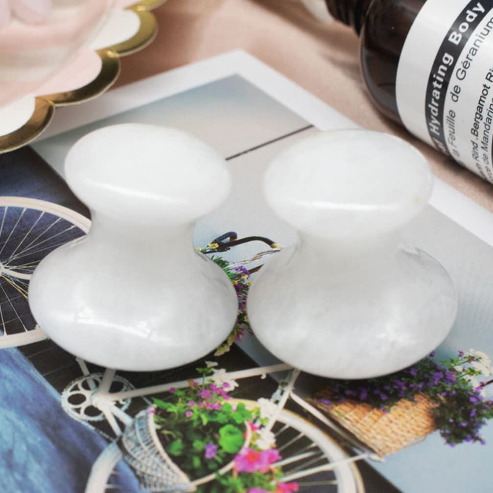 OSALADI Pierre De Massage En Jade Champignon 2 Pièces Masseur Visage Et Corps Pour Gua Sha Massage Du Cou Et Dos Accessoire De Soin De Peau Quotidien Pour Hommes Et Femmes