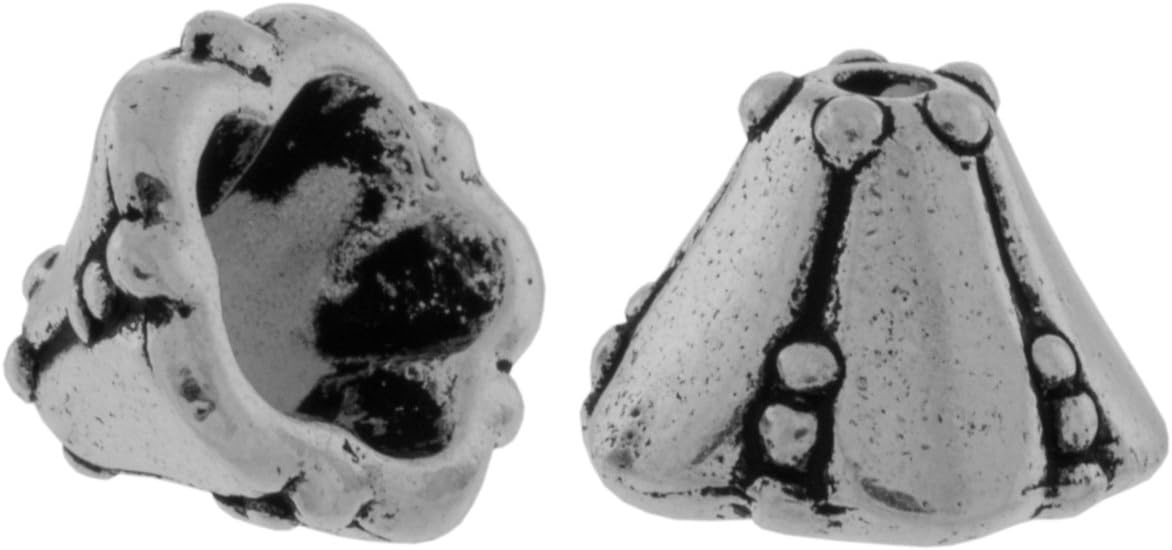 Pack of 6 TierraCast® Pewter Antique Silver Bell Flower Bead Caps