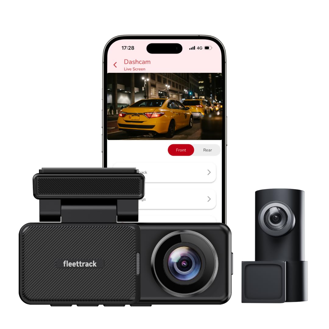 Fleettrack Car DashCam with GPS & WiFi | Night Vision | Voice Control | Parking Mode | Supports up to 128GB (Pro Hardwire (4K + 1080P + GPS Logger))
