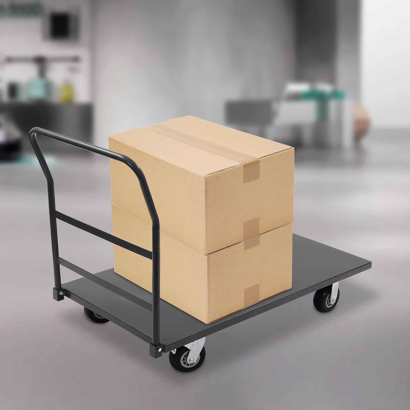 BANLICALI Industrial Flat Cart with Wheels and Handle, Heavy Duty Platform Truck Flat Cart Flat Dolly Cart with 2000 LBS Capacity, 49