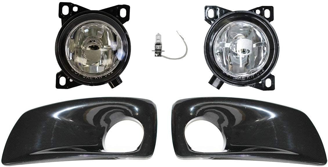KOZAK Black PLASTIC Bumper Extension Corner Left & Right Side Pair With Brackets SET and Fog lights with bezels Compatible with Kenworth T660 PLUS Logo, Windshield Wipers, Frame License Plate and Vest