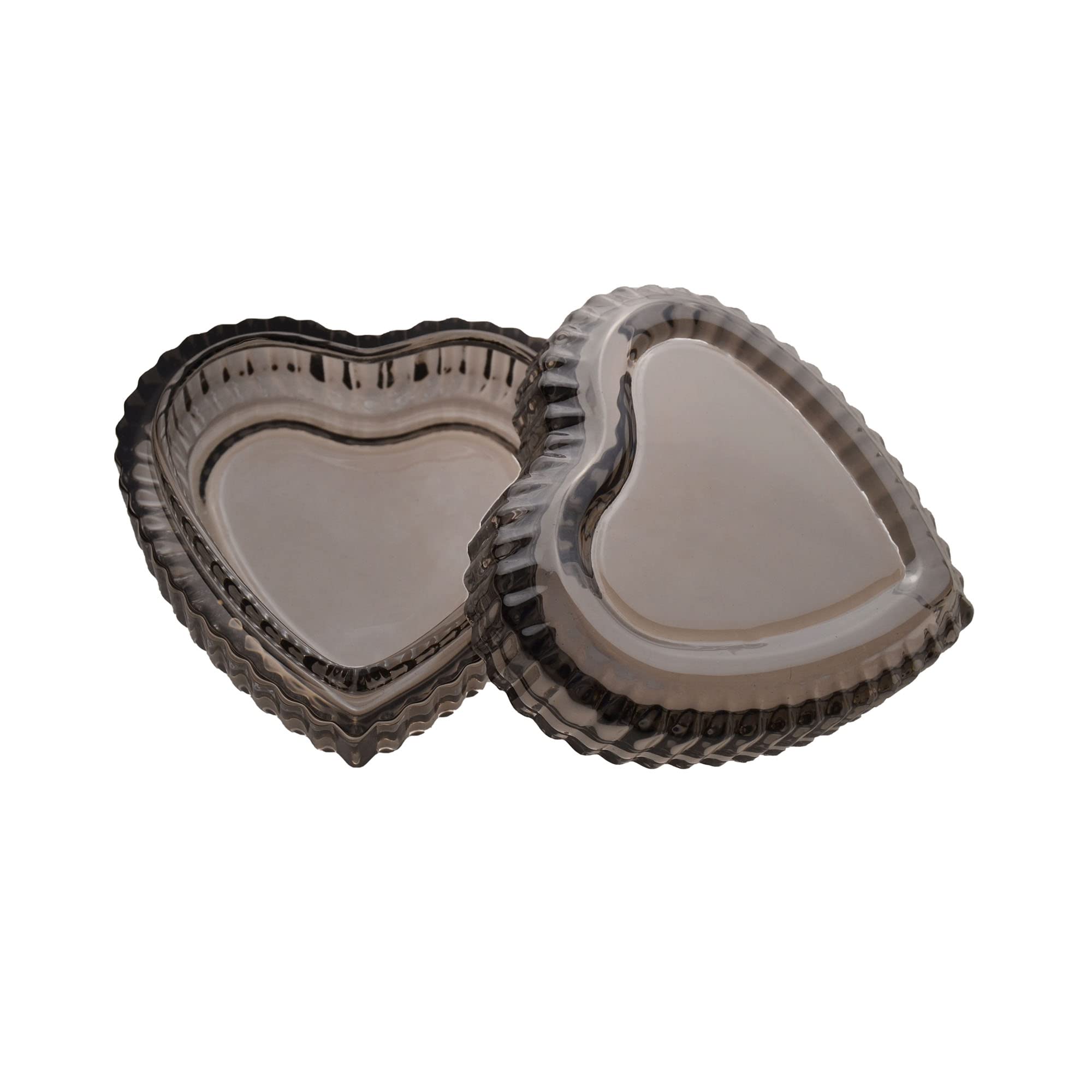 Gaolinci Crystal Glass Heart-Shaped Storage Box Embossed Jewelry Box Candy Box with Lid - Short(Gray)