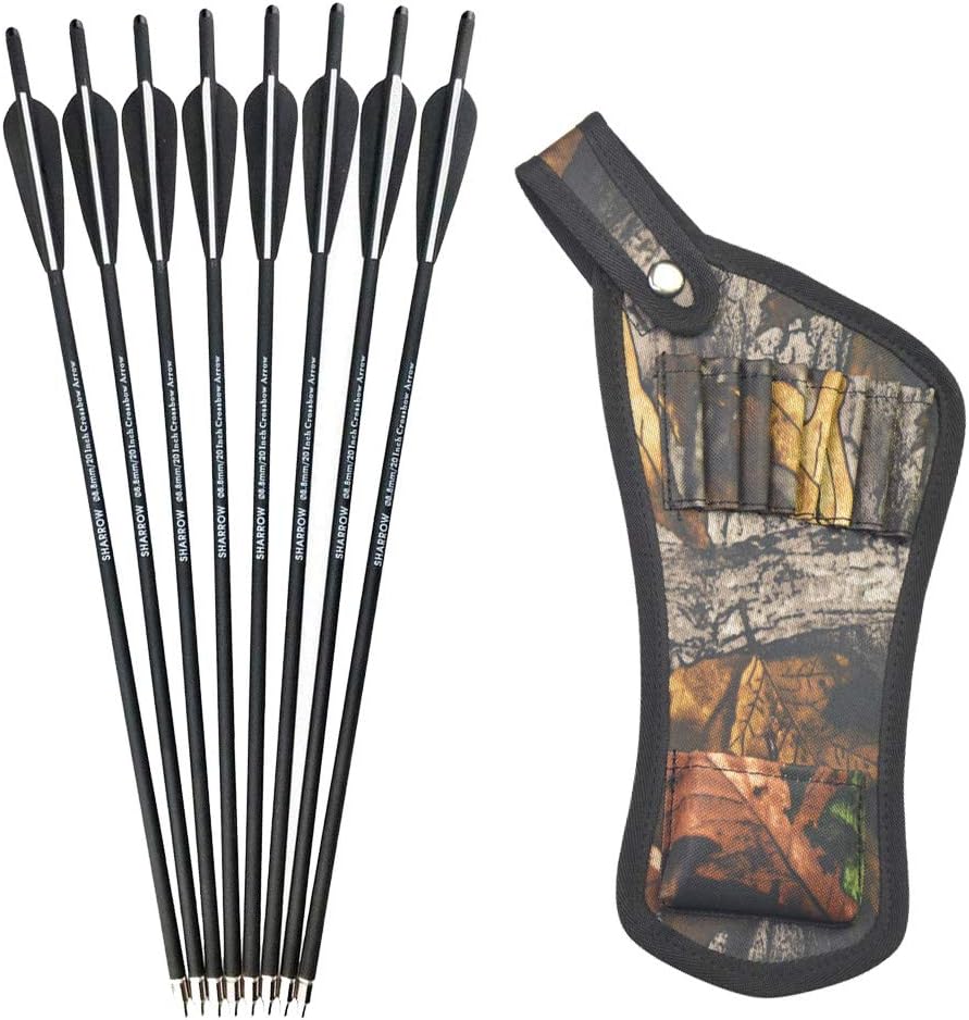AMEYXGS 12pcs Archery Crossbow Bolts Arrows Hunting 20" 22" Carbon Arrows and Quiver for Archery Practise Hunting Crossbow Arrowschery Practise Hunting Crossbow Arrows