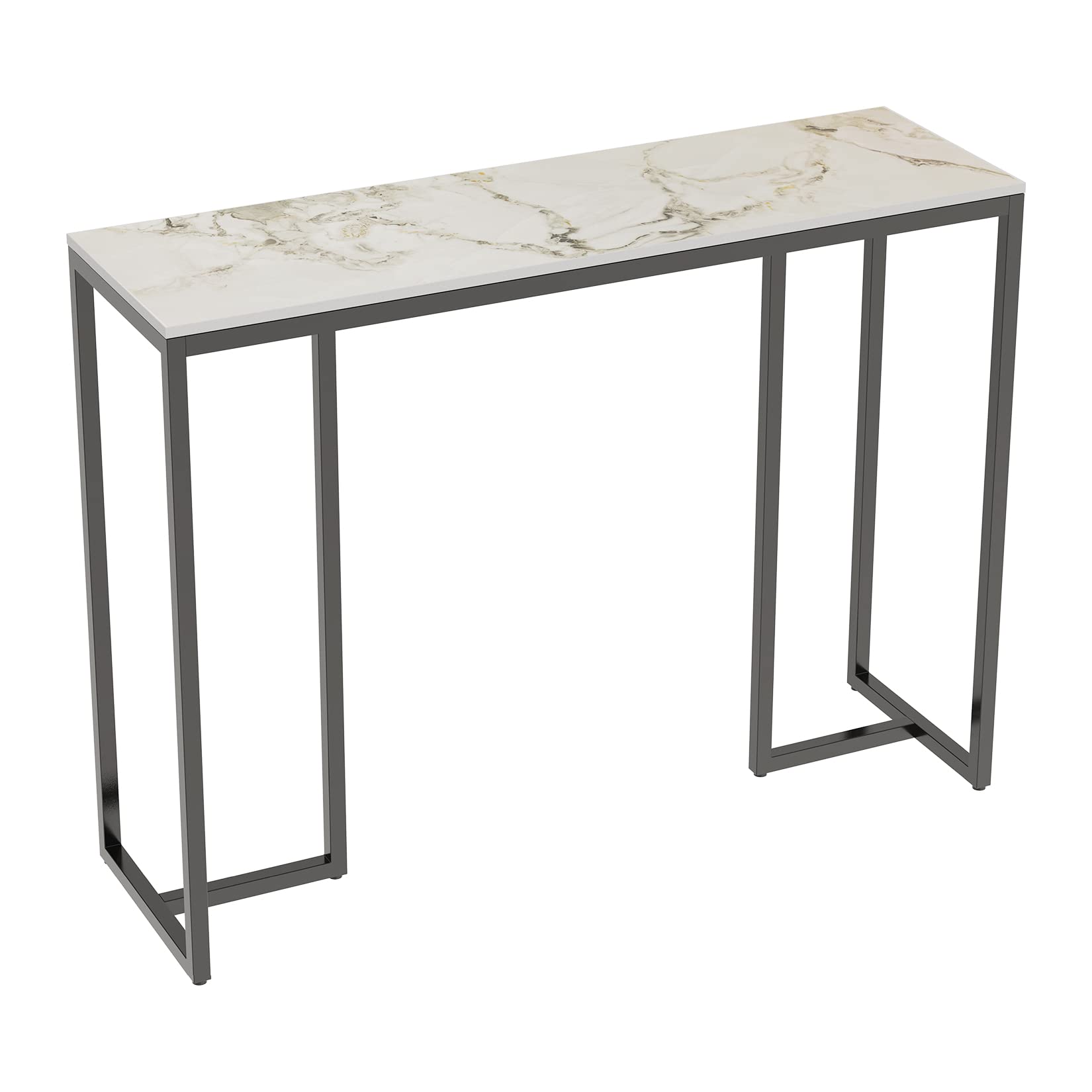FATIVO Consola Mesa Marmol Recibidor Entrada: Mueble Auxiliar Estrecha Nórtico para Pasillo Salon Entraditas de Patas Hierros Rusticas 100x30x78,5 cm