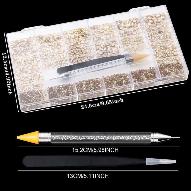 40JD 21 Styles of 5500 Champagne Diamonds 700 Round Flat Rhinestones+4800 Multi-Shape