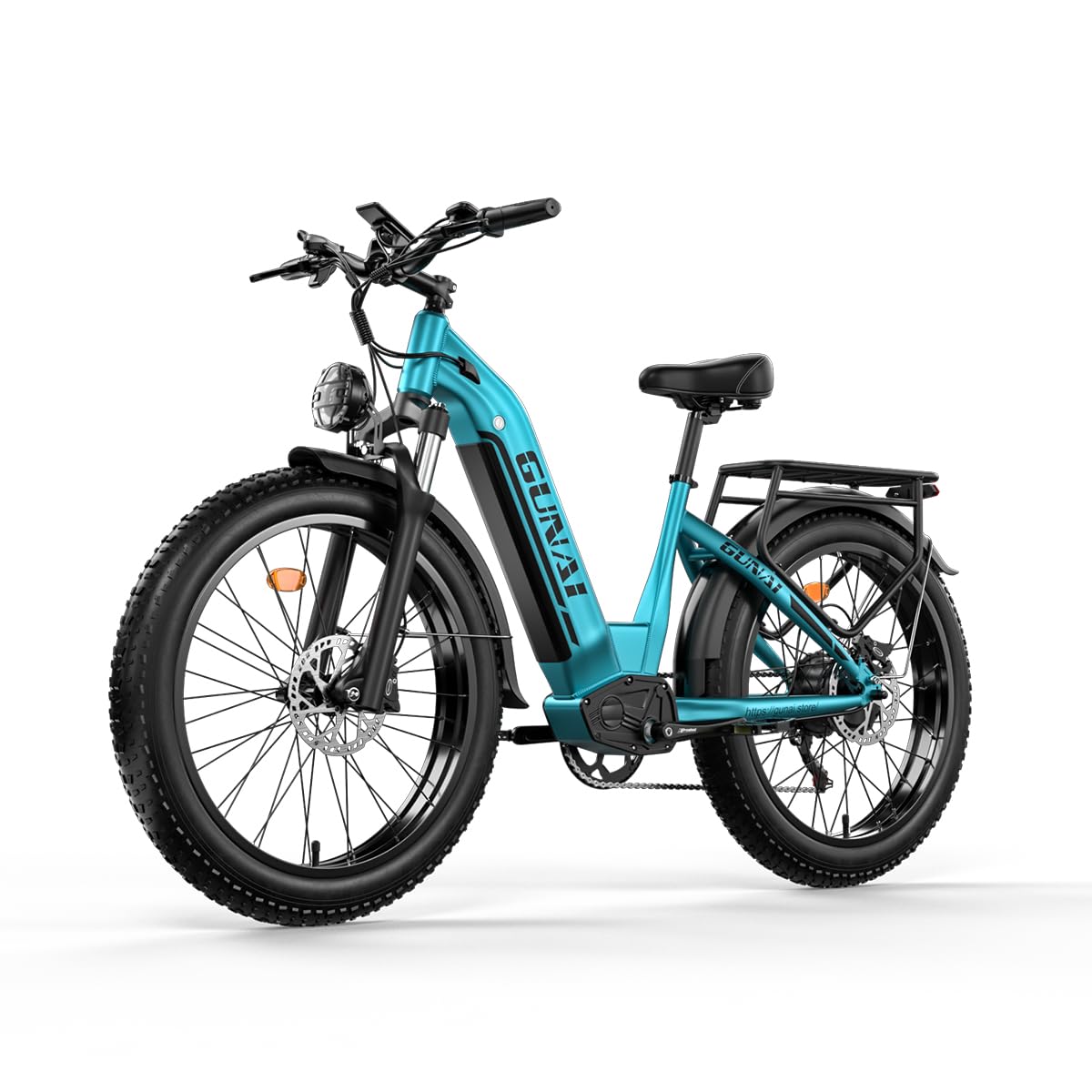 GUNAI-V Elektrofahrrad für Erwachsene 26'' Step-Thru-E-Bike für Pendler mit eingebautem 48V21Ah-Akku und Gepäckträger