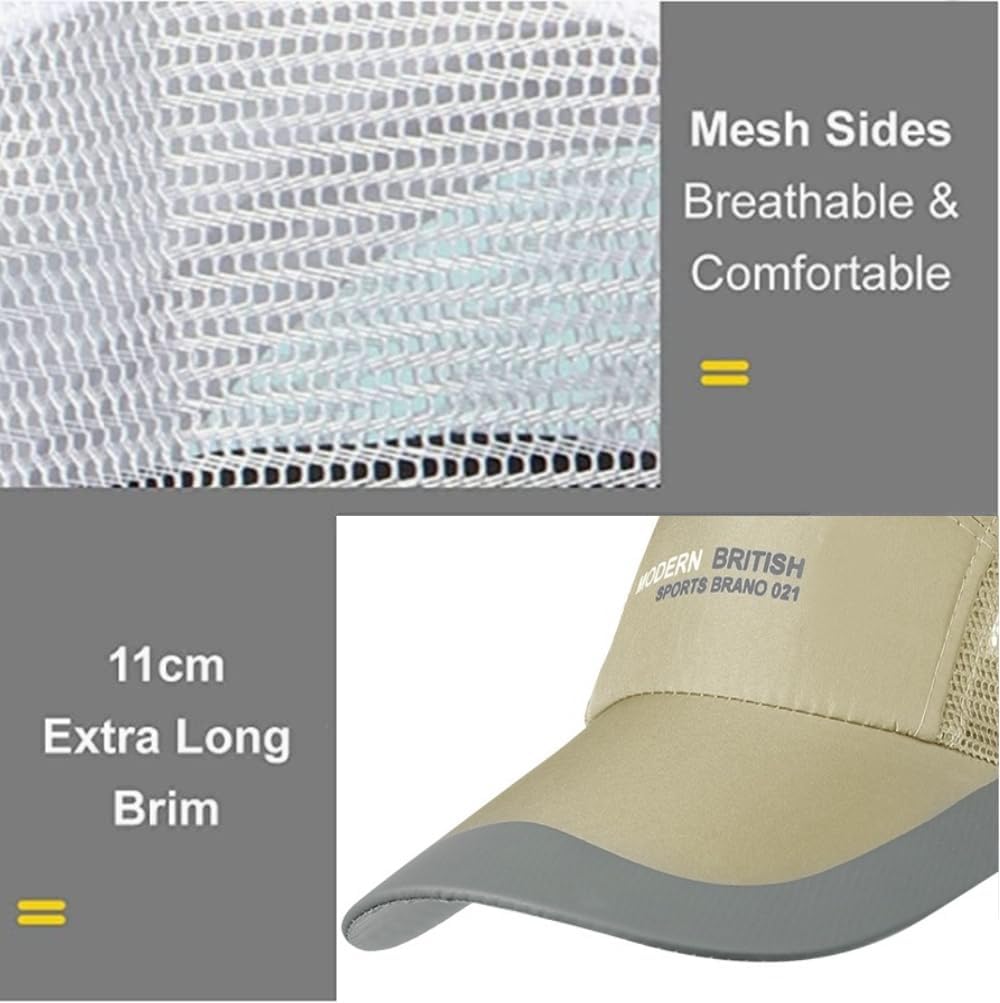 Extra Long Brim Mesh Side Baseball Cap for Men Women 4.3" Trucker Snapback Baseball Sun Cap Breathable Mesh Hat Fishing Hat - Image 3