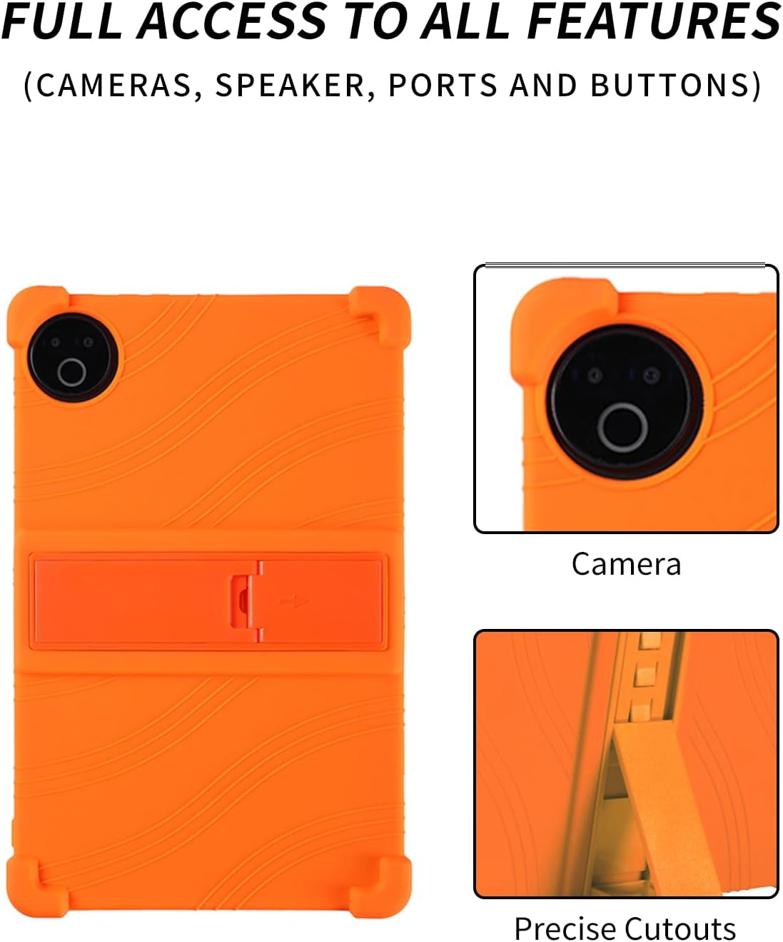 Case for Evermyth Tablet 10 Inch,WUNIAK Shock proof Lightweight Stand Rubber Shell Protective Cover,Kids Friendly Soft Silicone Adjustable Stand Cover for Evermyth KB1001/KB1004/KB1001L/KB1004L,ORANGE image 4