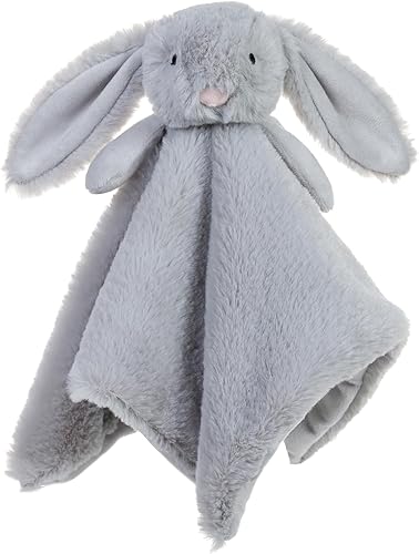 Apricot Lamb Manta de seguridad de animales de peluche, conejito gris, manta de seguridad para guardería, manta de lujo para acurrucarse de felpa