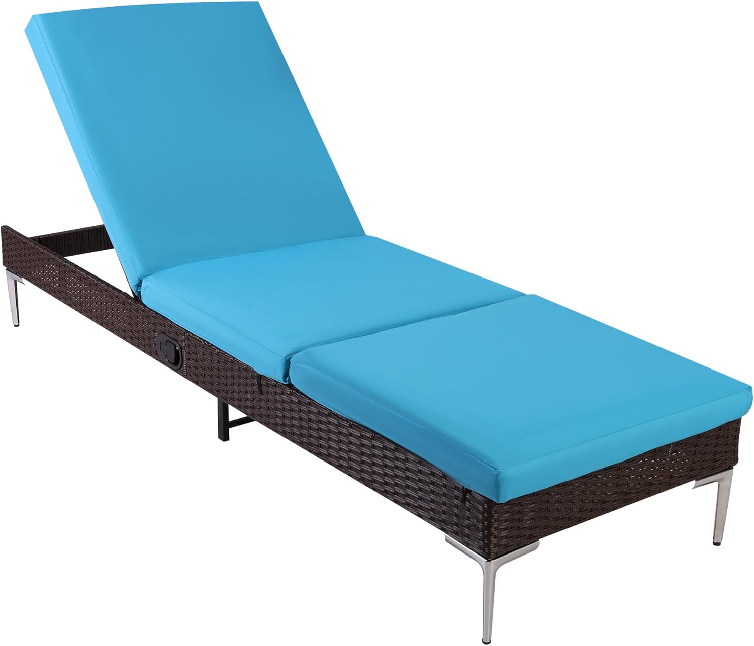 Outdoor Wicker Lounge Chair, Pool Chaise Lounge with Infinite Recline Backrest, Patio Furniture Sunbathing Chair with Removable Cushion,Gray