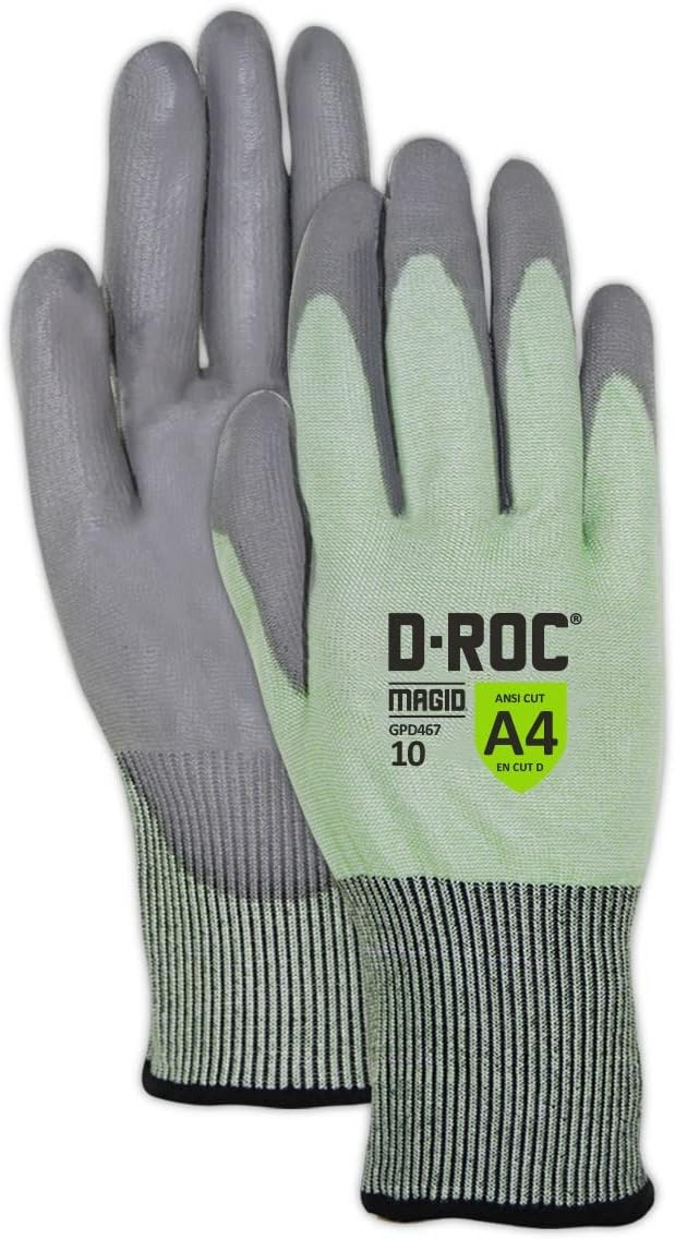 MAGID D-ROC ANSI A4 Touchscreen Compatible PU Coated Work Gloves, 1 Pair, Size 10/XL, GPD467