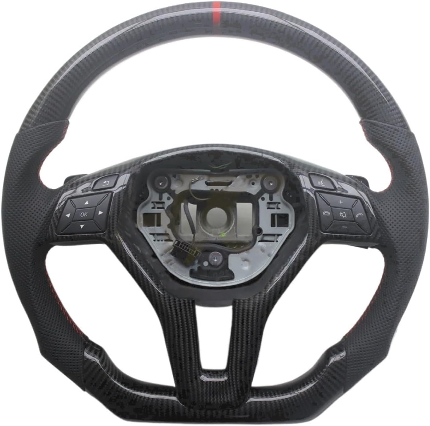 For Benz W176 W204 W212 W218 C63 Carbon Fiber Leather Steering Wheel Car Accessories(No Paddles A)