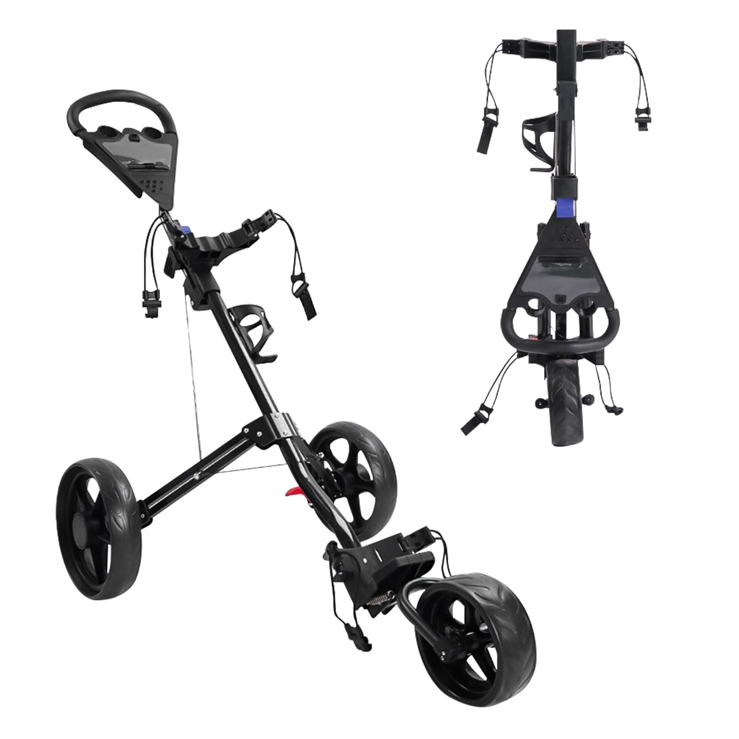 Golf Trolley, Leichte Faltbare Golf Buggy, Verstellbare Elastische Riemen, FußBremse Scorecard Cup Holder, GroßE RäDer FüR Verschiedene Terrains