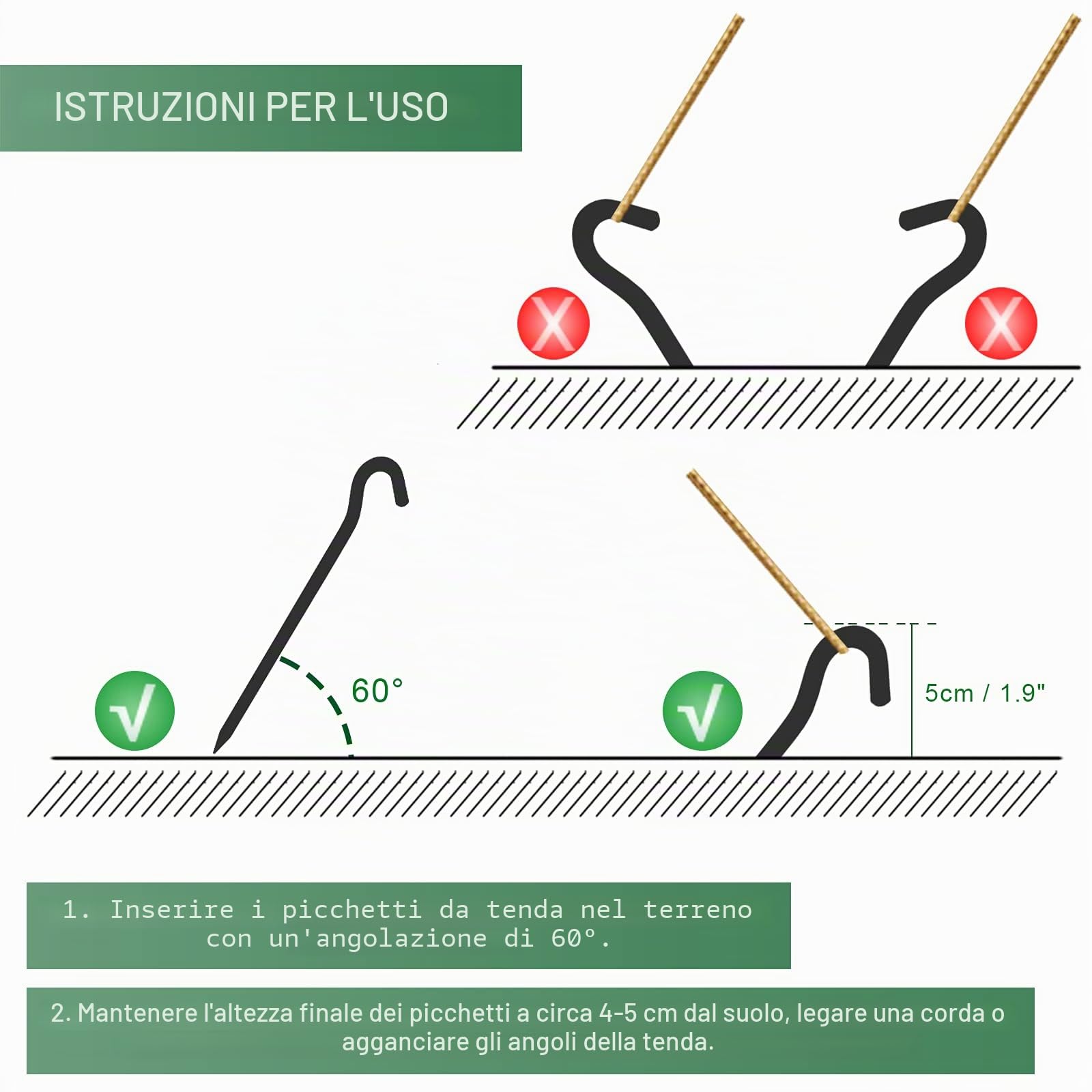 24 Pezzi Picchetti per Tende in Alluminio Aeronautico, 18 cm/7" Pioli da Tenda, Picchetti per Tende da Campeggio, Picchetti per Accessori da Campeggio, Giardinaggio, Pesca, Tende, ecc.