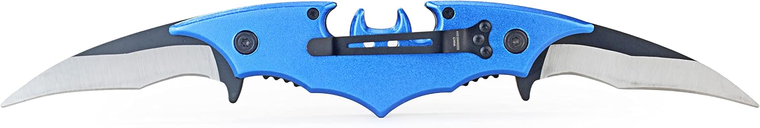 Kii Dark Twin Blade Knife - Double Edge EDC Pocket Folding with clip, 11" Stainless Steel Two Sharp Cut (Blue) image 3