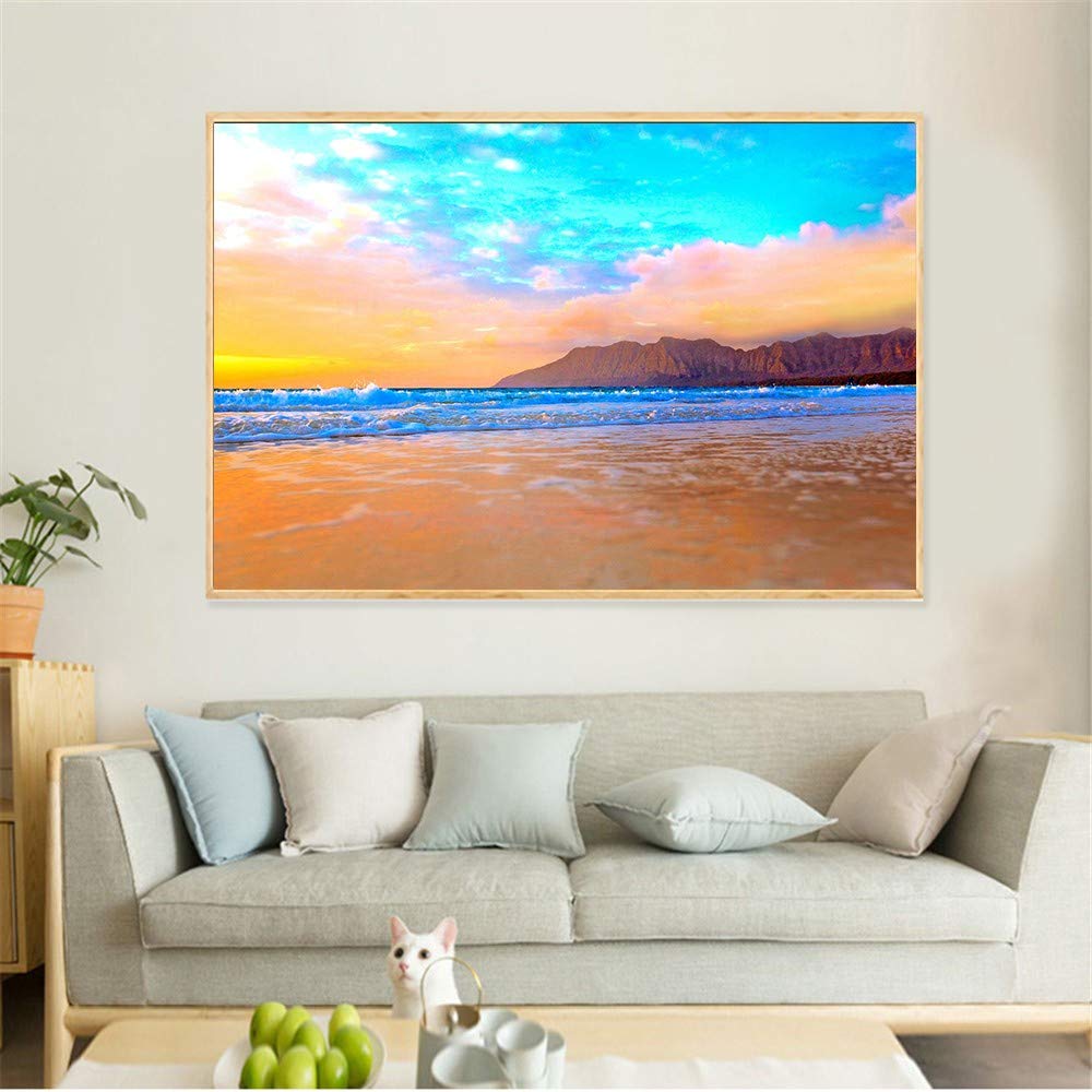 5D Diamond Painting DIY Kit – Komplettset Mit Runden Strasssteinen, Großes Surfbrett-Motiv 40x120cm