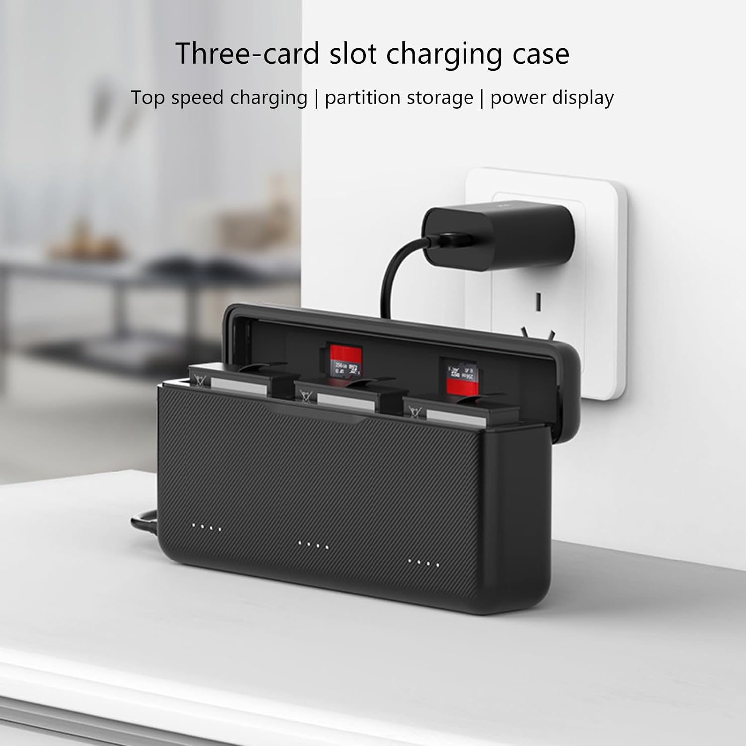 Fast Speed Charging Storage Box for Action4 Camera Batteries Holds 3 Slots with Power Indicators Multifunctional Battery Storage Box