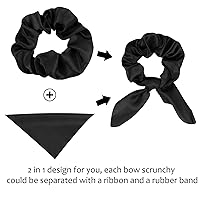 Vista 3 de Paquete de 20 coleteros de satén negro para mujer, lazos para el cabello grueso, bonitos coleteros con lazo para niñas, 20 accesorios para el cabello