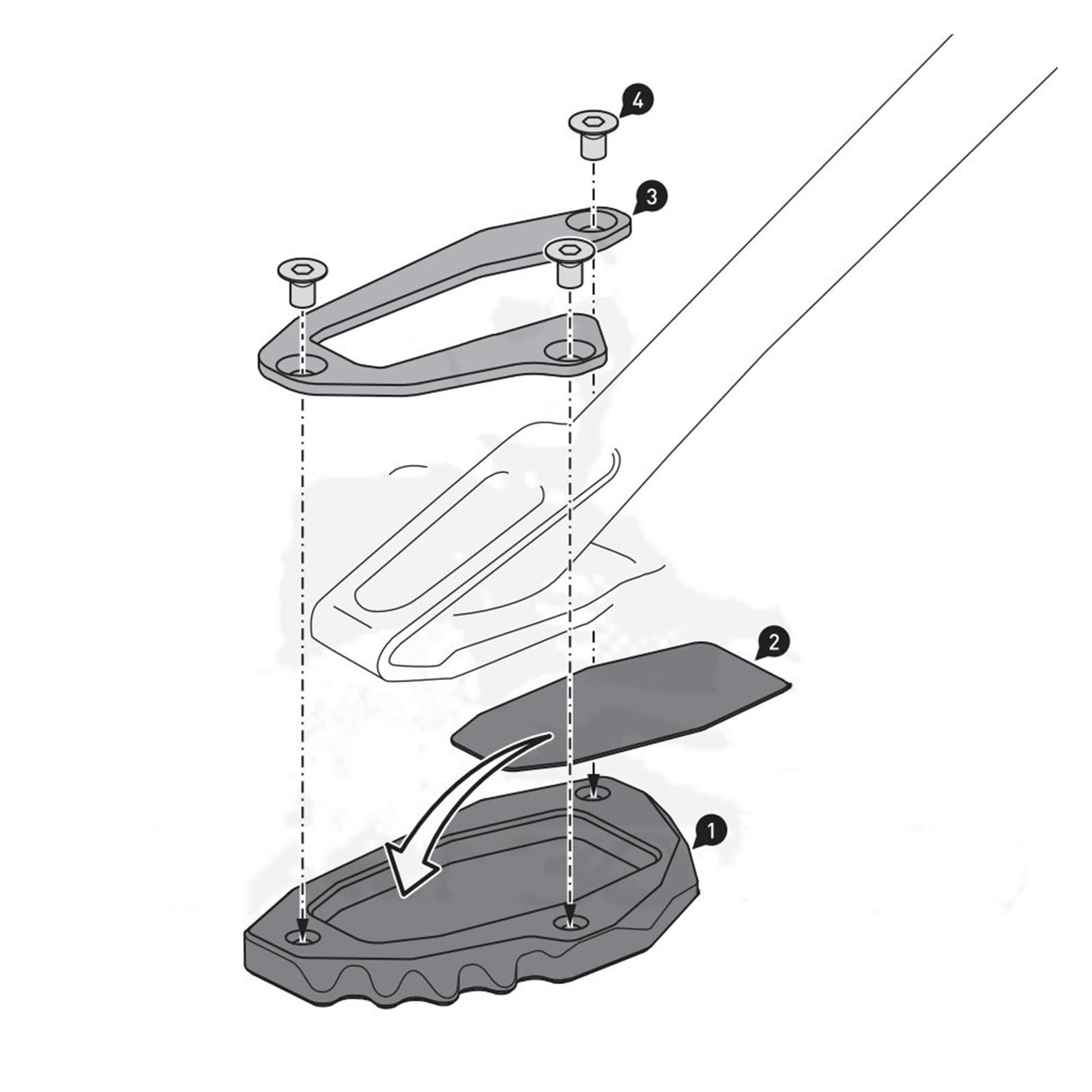 Motorrad Seitenständer Motorrad-Verlängerungsseitenständerfuß Motorrad-Kickstand-Vergrößerungspolster Für D&UCATI Für Mon&Ster 821 937 1200 Enduro Pro 1200S Ständerpolster(8)