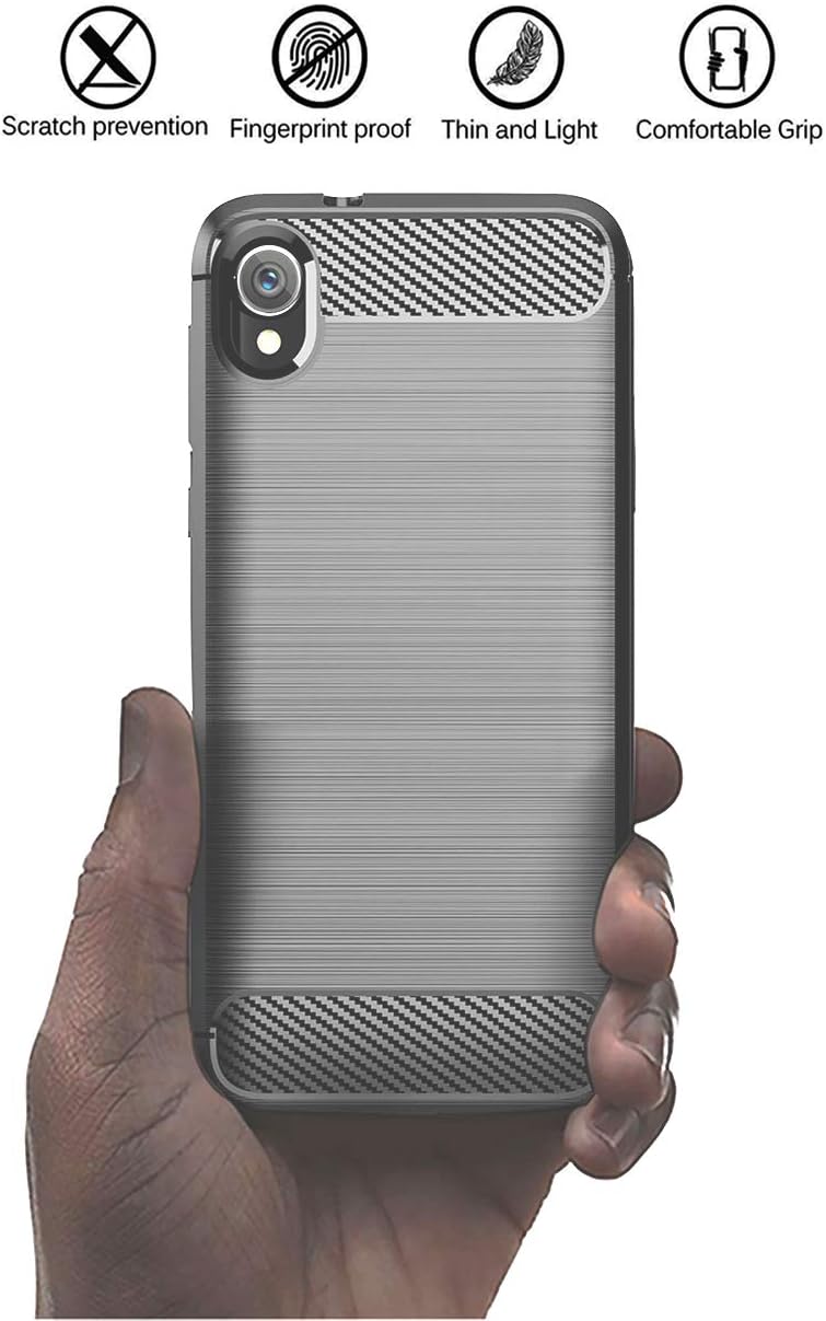 PhuLok Moto E6 Case, Motorola E6 Case, with Tempered Glass Screen Protector, Slim Thin Soft TPU Rubber Bumper Rugged Durable Protective Case for Motorola Moto E6 2019 (Gray)