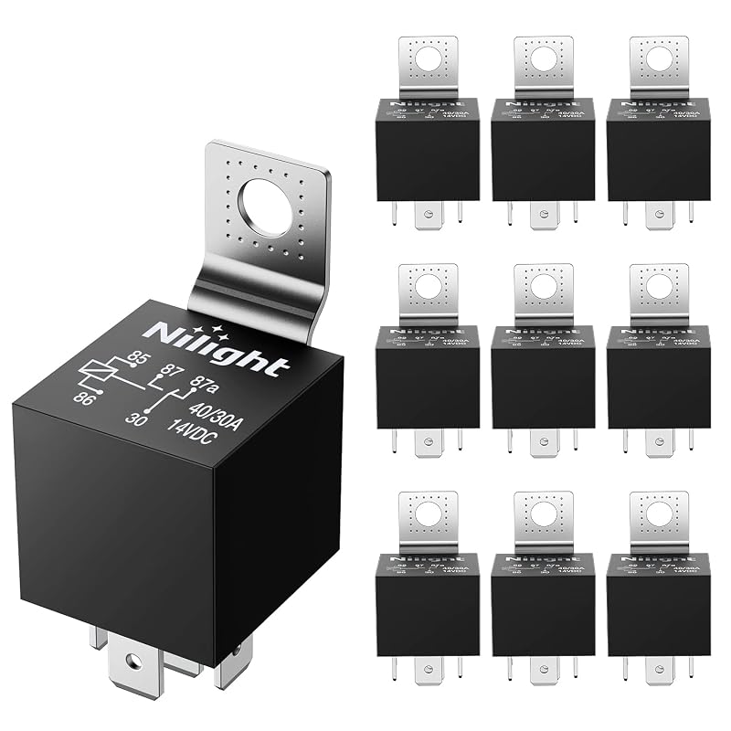 Relé automotivo SPDT Nilight 5 pinos 12 V 30/40 A – Pacote com 10 unidades