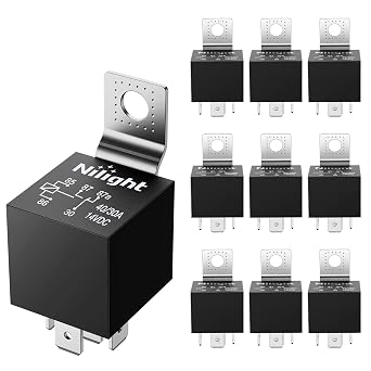 Nilight 10 Pack SPDT 5PIN Electrical Relays 12V 30/40 Amp 5-Pin Switch Relay for Automotive Car Truck Marine Boat