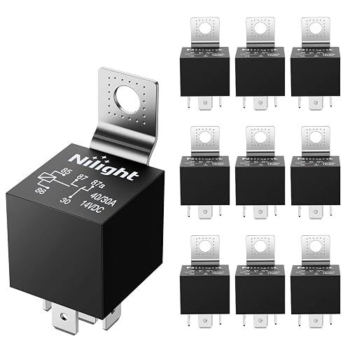Nilight 10 Pack SPDT 5PIN Electrical Relays 12V 30/40 Amp 5-Pin Switch Relay for Automotive Car Truck Marine Boat