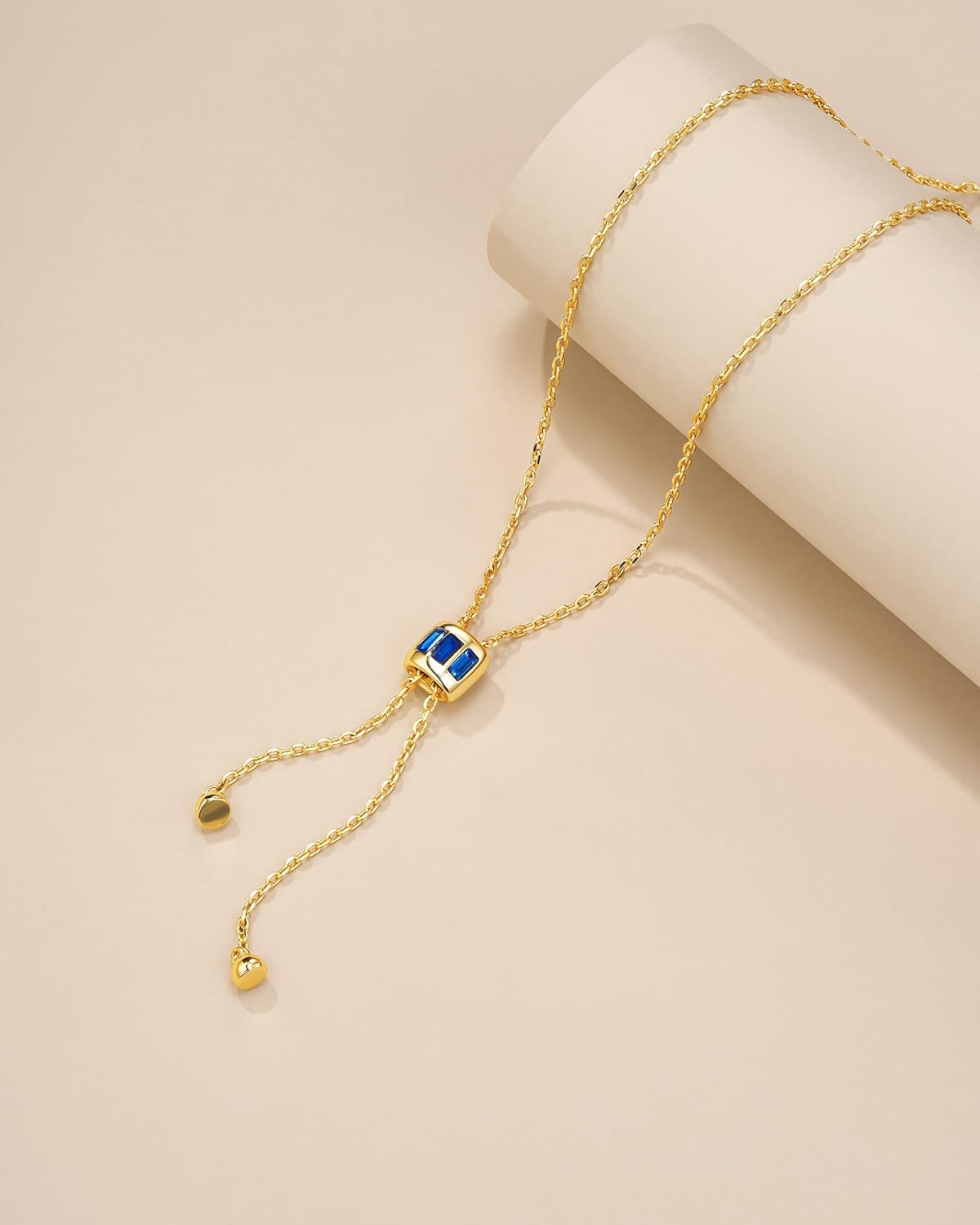 Visit the SNGIA Store Long Drop 18K Gold Plated Stacked Layered Lariat FULLY ADJUSTABLE Pull Through Blue Sapphire CZ Tassel Chain Pendant Necklace For Women by SNGIA, Dainty Trendy Gemstone Bolo Slip Sweater Statement Jewelry Gifts, Bohemian Vintage Handmade Unique Exaggerated Cute Thin Skinny Dainty Chain, Summer Beach Fashion Nickle Free Rhinestone Accessories - Image 3