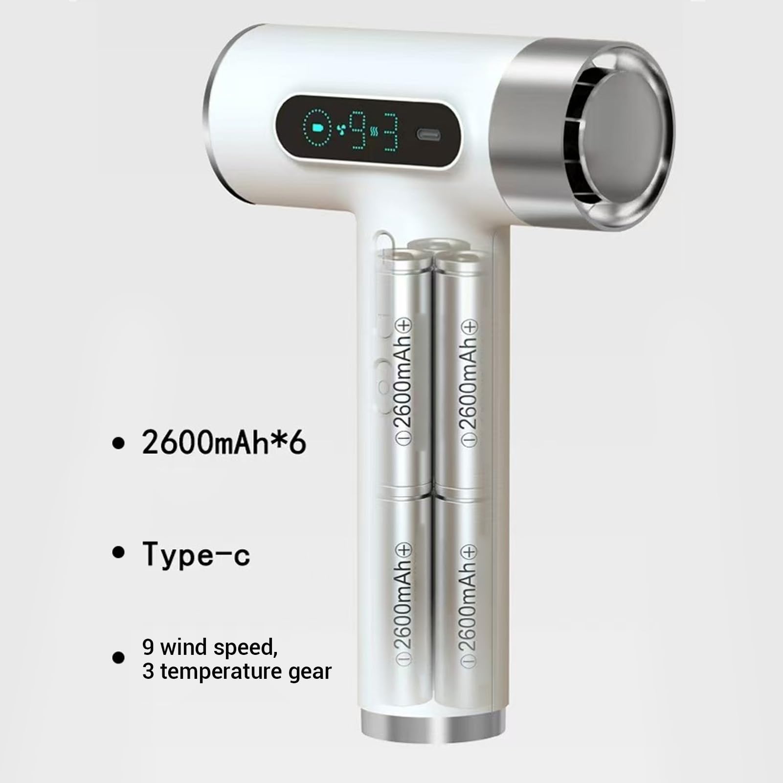 Kabelloser Haartrockner 300W Föhn, 100.000 U/min Tragbarer Reiseföhn mit 15600mAh Batterie, 3 Temperaturen 9 Geschwindigkeiten für Reisen Outdoor