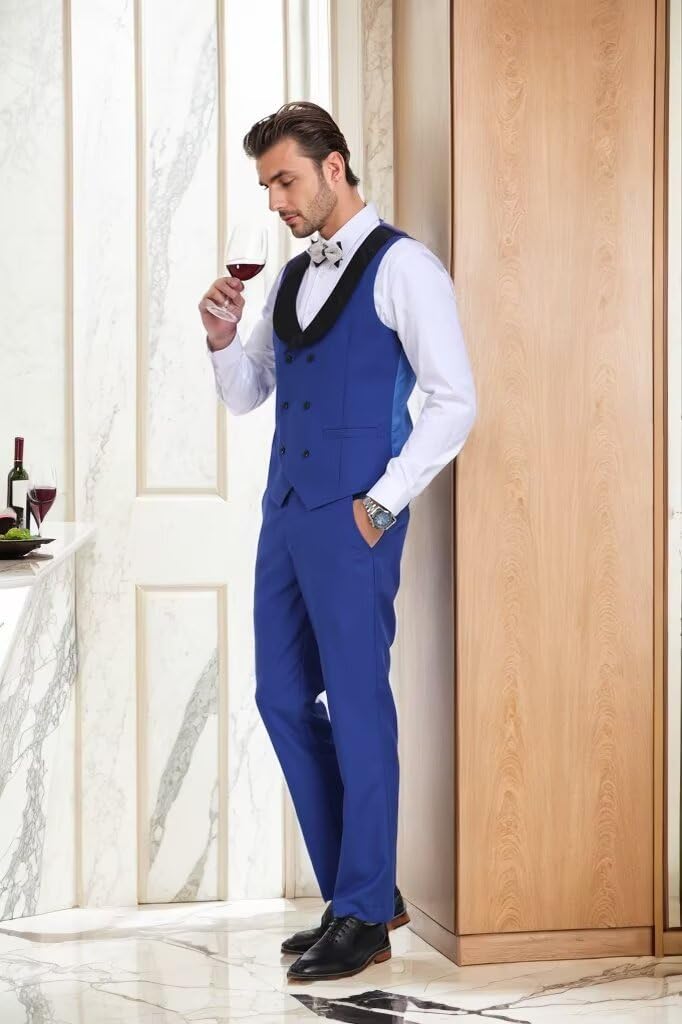 3 Piece Mens Tuxedo Suit Set Slim Fit Men Wedding Prom Party Suits Blazer Pants Shawl Collar Dinner Double Breasted Suit Set - Image 6