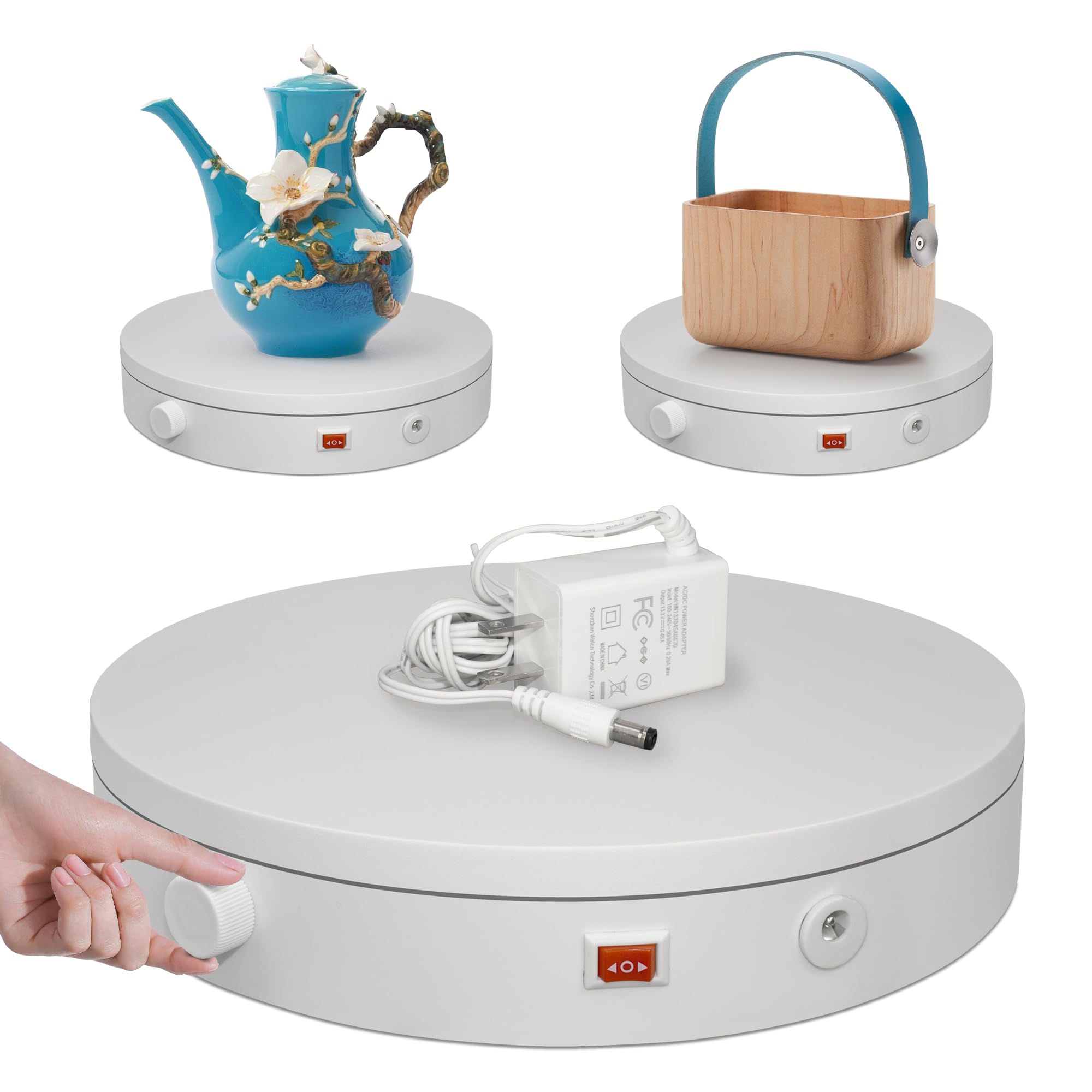 ComXim360 Degree Photography Turntable for Product Shooting, 44LB Capacity, 7.87in Diameter, Knob Control Speed, Jewelry,Watch,Shampoo,Shoes,Bag Shooting and dispaly