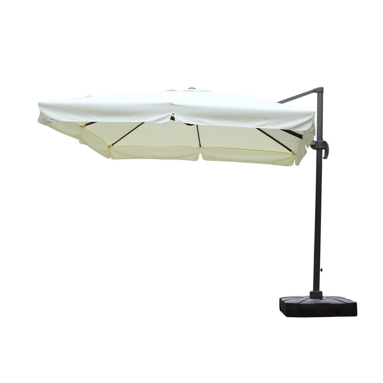 Outsunny 10 X10 Square Offset Tilt Patio Umbrella Garden Parasol Outdoor Sun Shade Canopy With Stand Cream White Amazon Ca Patio Lawn Garden