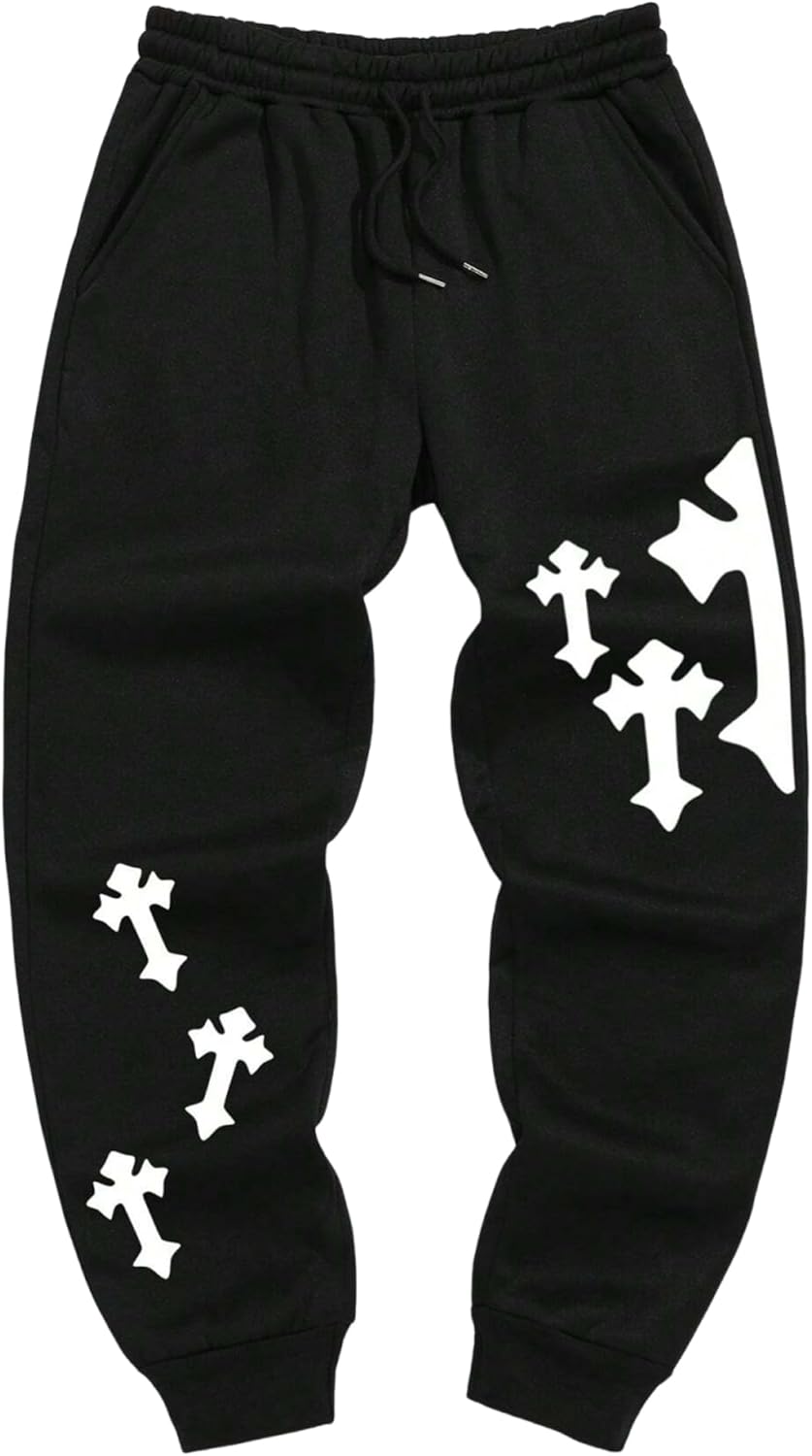 ZAFUL Printed Sweatpants for Men Casual Joggers Graphic Drawstring Sweat Pants Stretch Loose Solid Athletic Pants